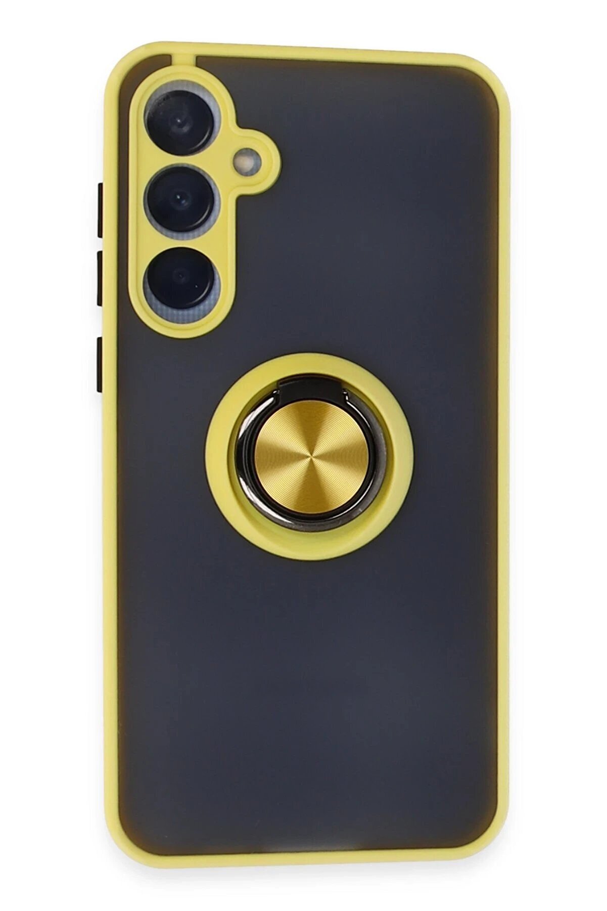 CepteToptan Samsung Galaxy A55 5G Kılıf Montreal Yüzüklü Silikon Kapak - Sarı - DROPX1902-4488