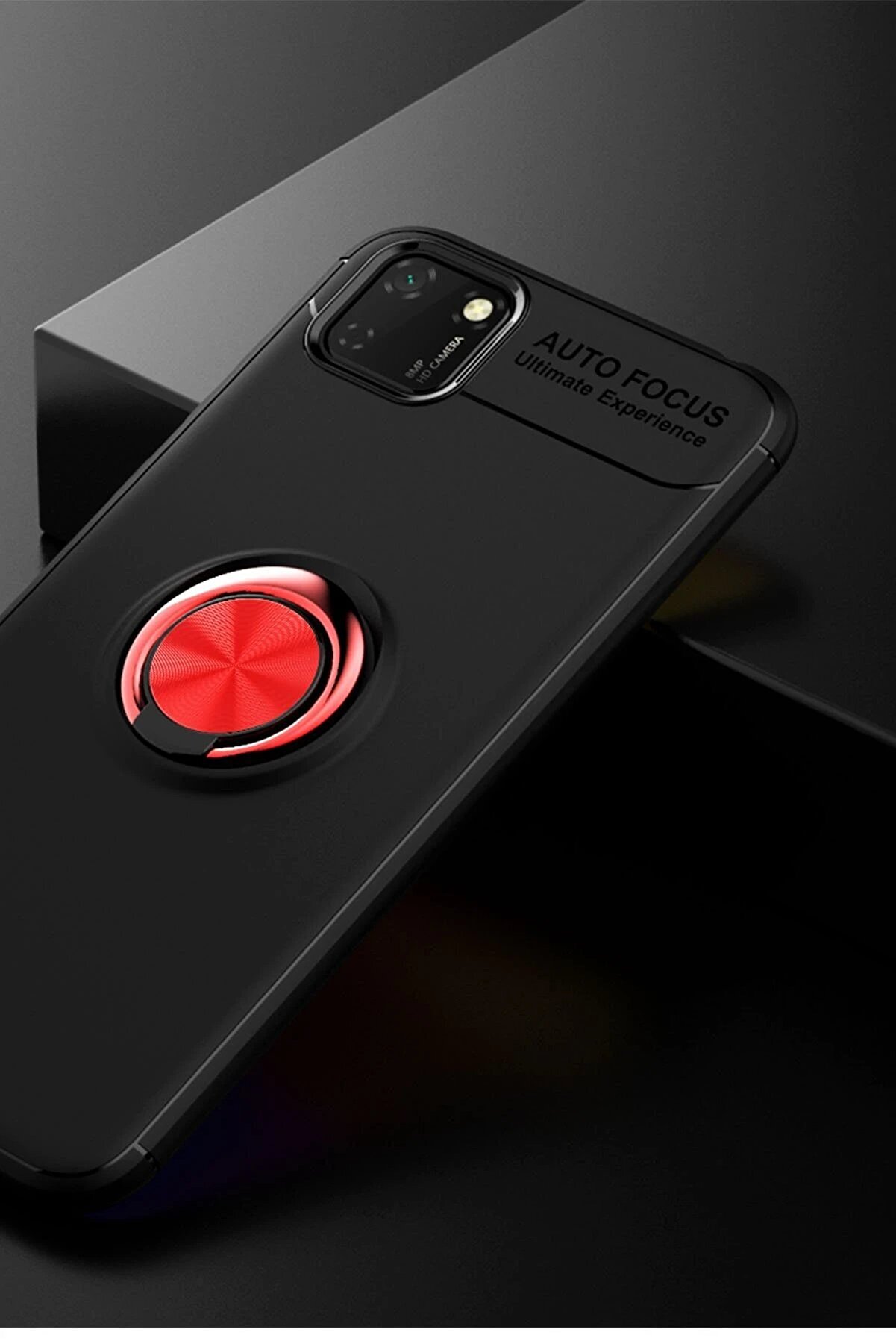 Huawei̇ Y5P Kılıf Range Yüzüklü Si̇li̇kon - Si̇yah-Kırmızı - Dropx9812-6634