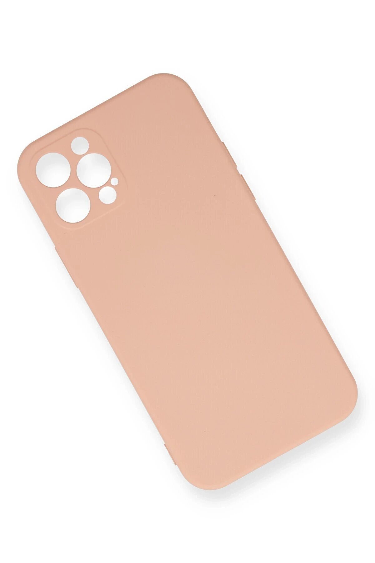 İphone 12 Pro Max Kılıf Nano İ&ccedil;i̇ Kadi̇fe Si̇li̇kon - Pudra - Dropx6354-6247