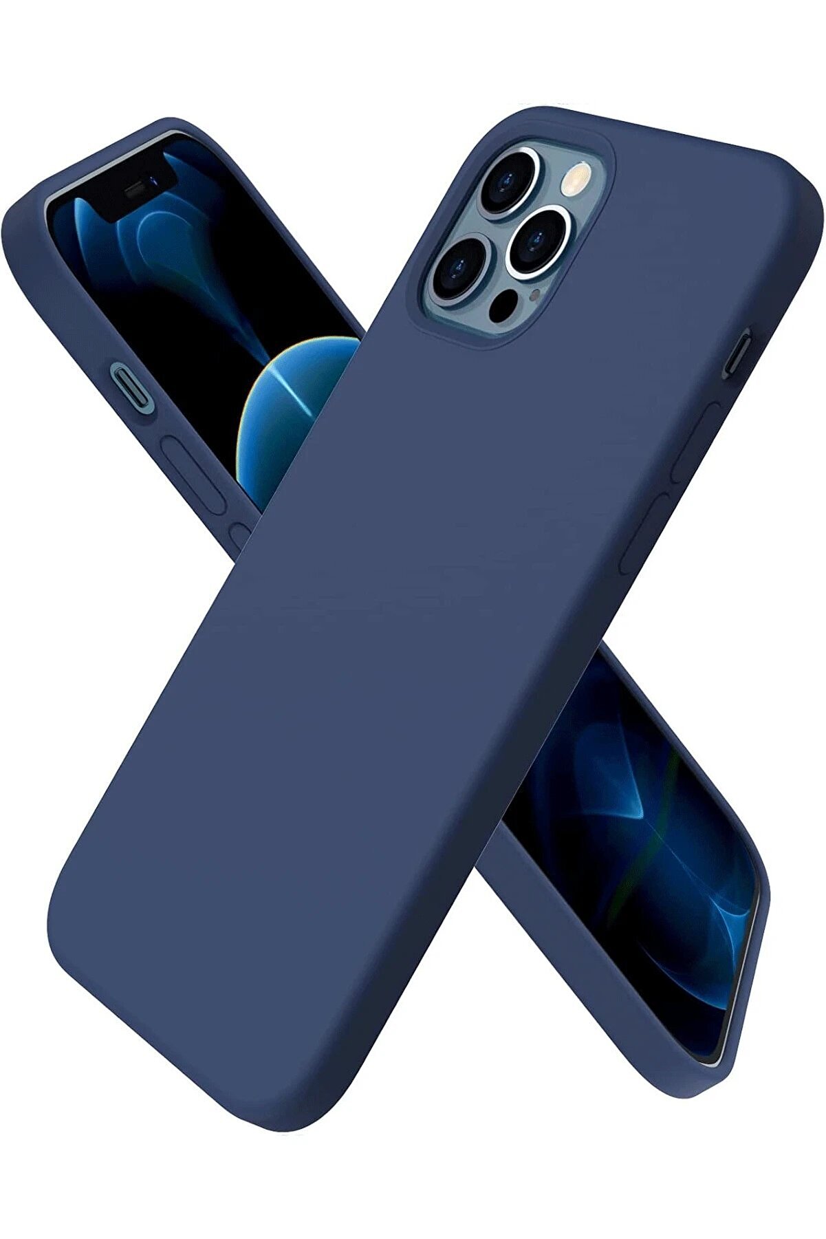 CepteToptan iPhone 12 Pro Kılıf First Silikon - Lacivert - DROPX6047-2852