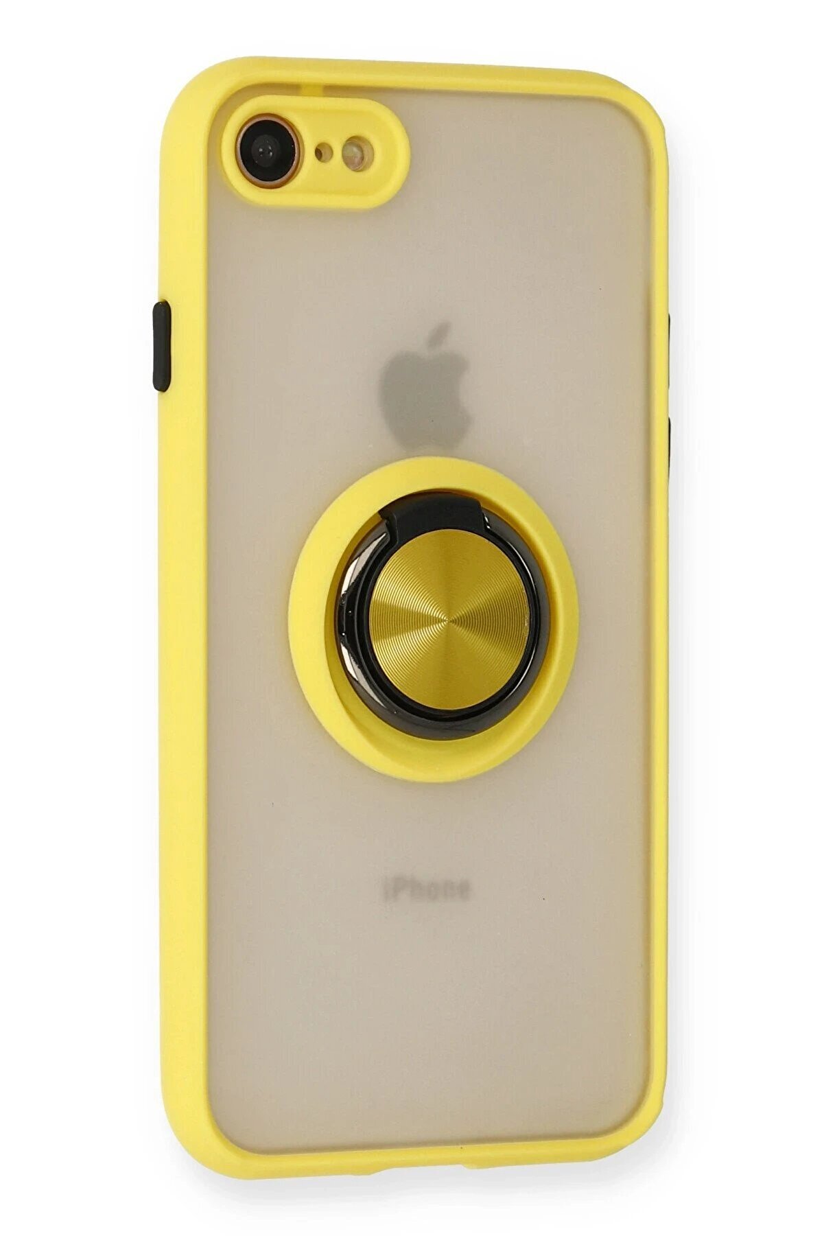 İphone 7 Kılıf Montreal Yüzüklü Si̇li̇kon Kapak - Sarı - Dropx3613-8160