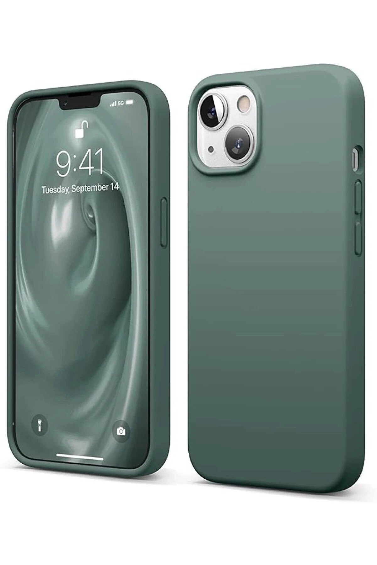 CepteToptan iPhone 14 Kılıf First Silikon - Koyu Yeşil - DROPX9196-8296