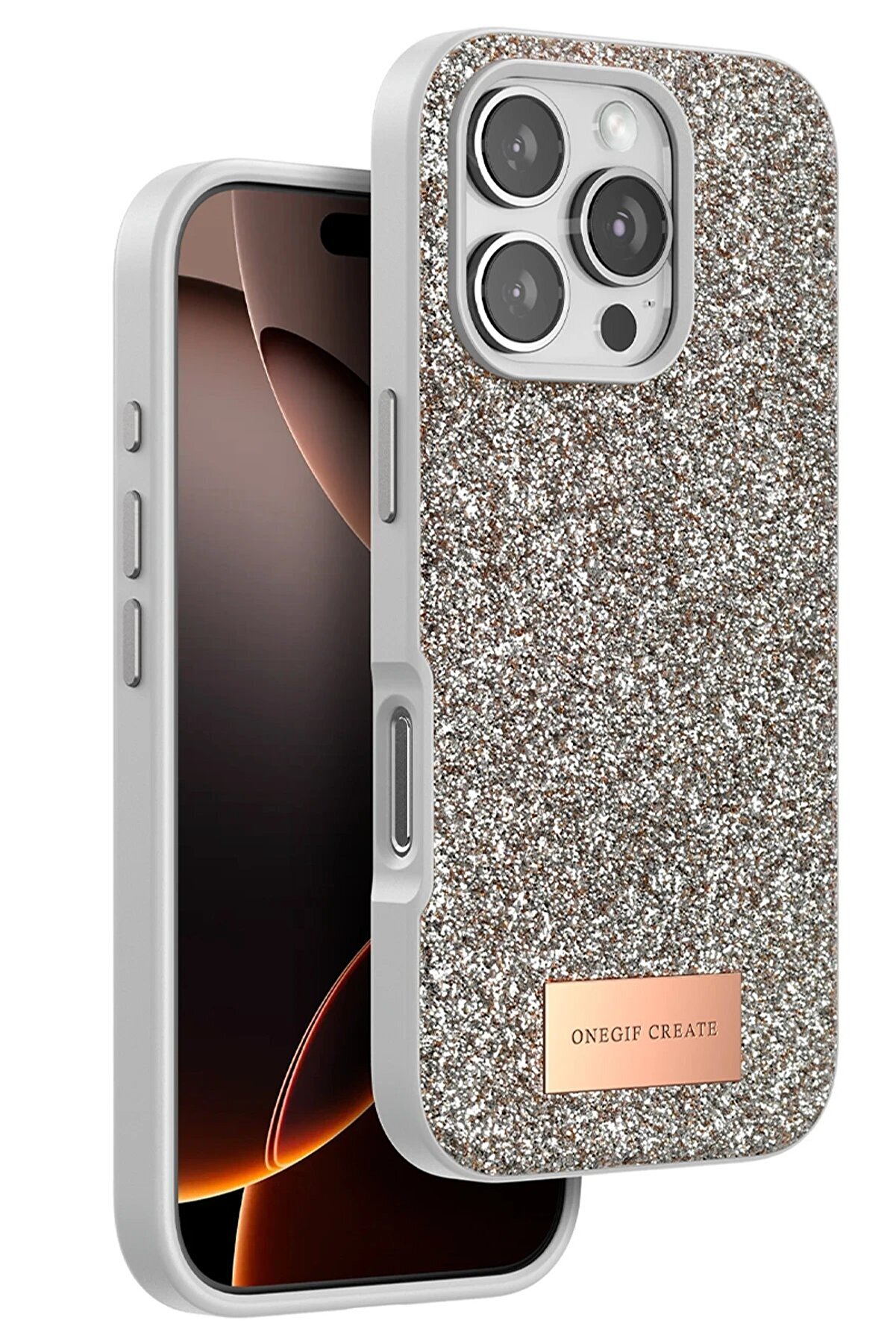 CepteToptan iPhone 16 Pro Max Bright Simli Kapak - Çöl Titanyum - DROPX3390-2620