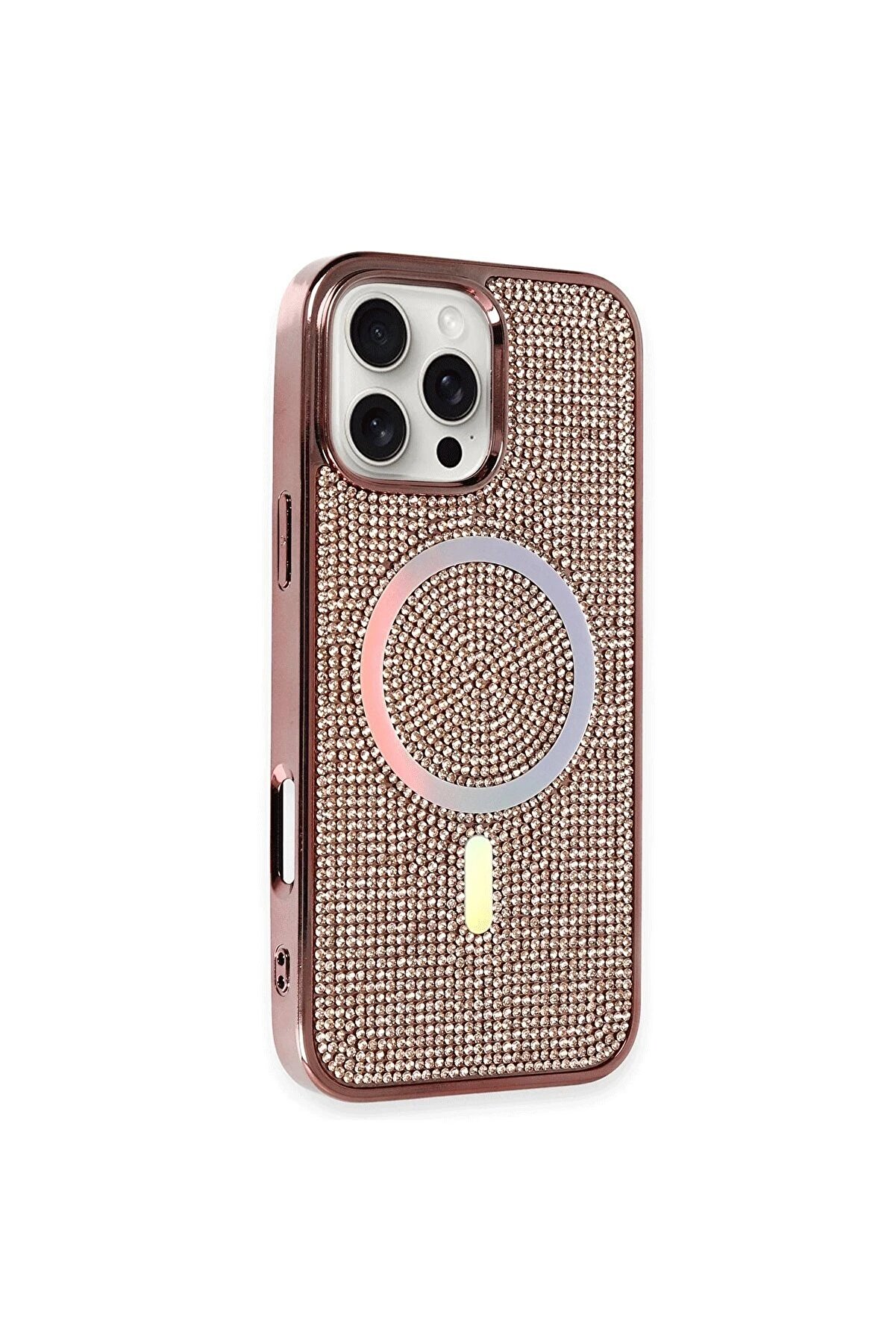 İphone 16 Pro Kılıf Di̇amond Magsafe Kapak - Pembe - Dropx1644-4333
