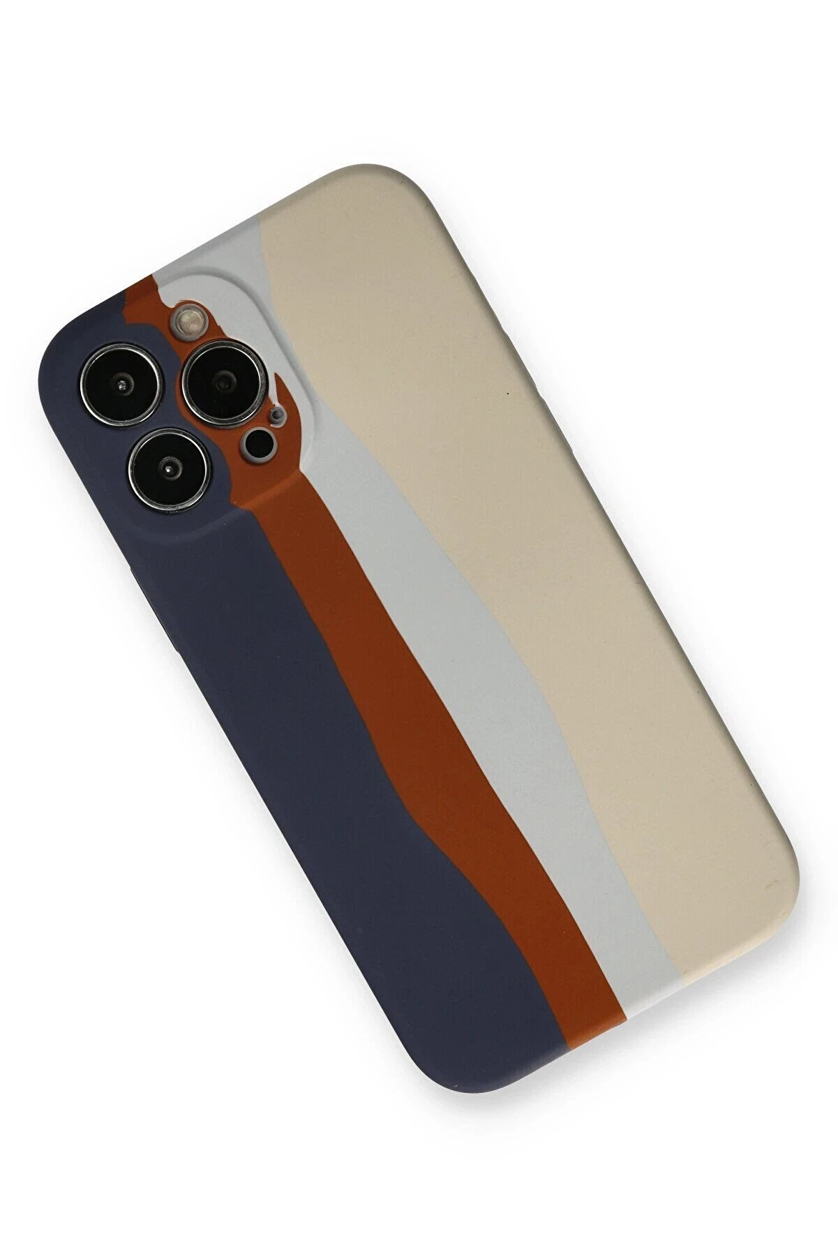 İphone 13 Pro Kılıf Ebruli̇ Lansman Si̇li̇kon - Laci̇vert-Krem - Dropx6941-4409