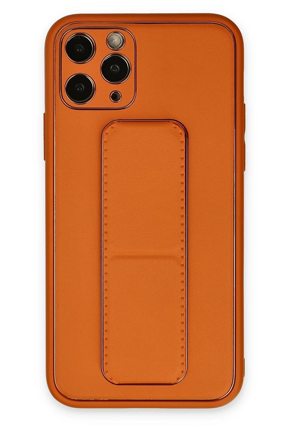 CepteToptan iPhone 11 Pro Kılıf Coco Deri Standlı Kapak - Turuncu - DROPX6273-7686