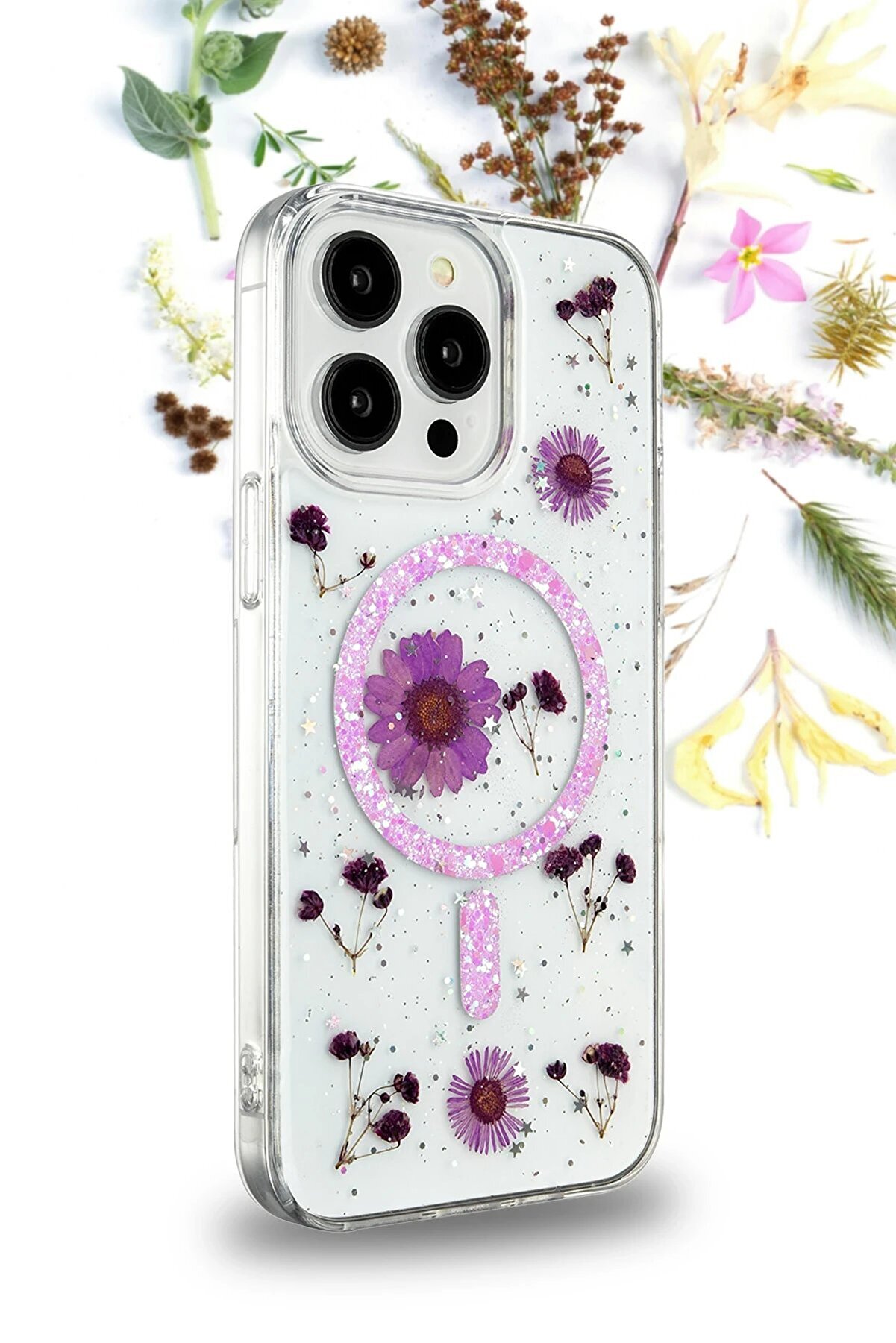 İphone 16 Kılıf Dai̇sy Si̇mli̇ Magsafe Kapak - Pembe - Dropx8843-2097