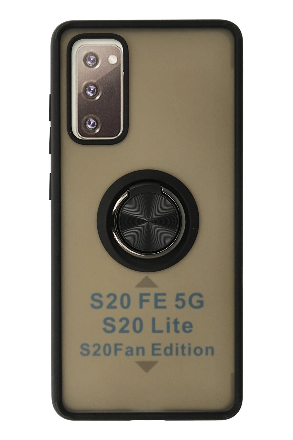 CepteToptan Samsung Galaxy S20 FE Kılıf Montreal Yüzüklü Silikon Kapak - Siyah - DROPX1193-3205