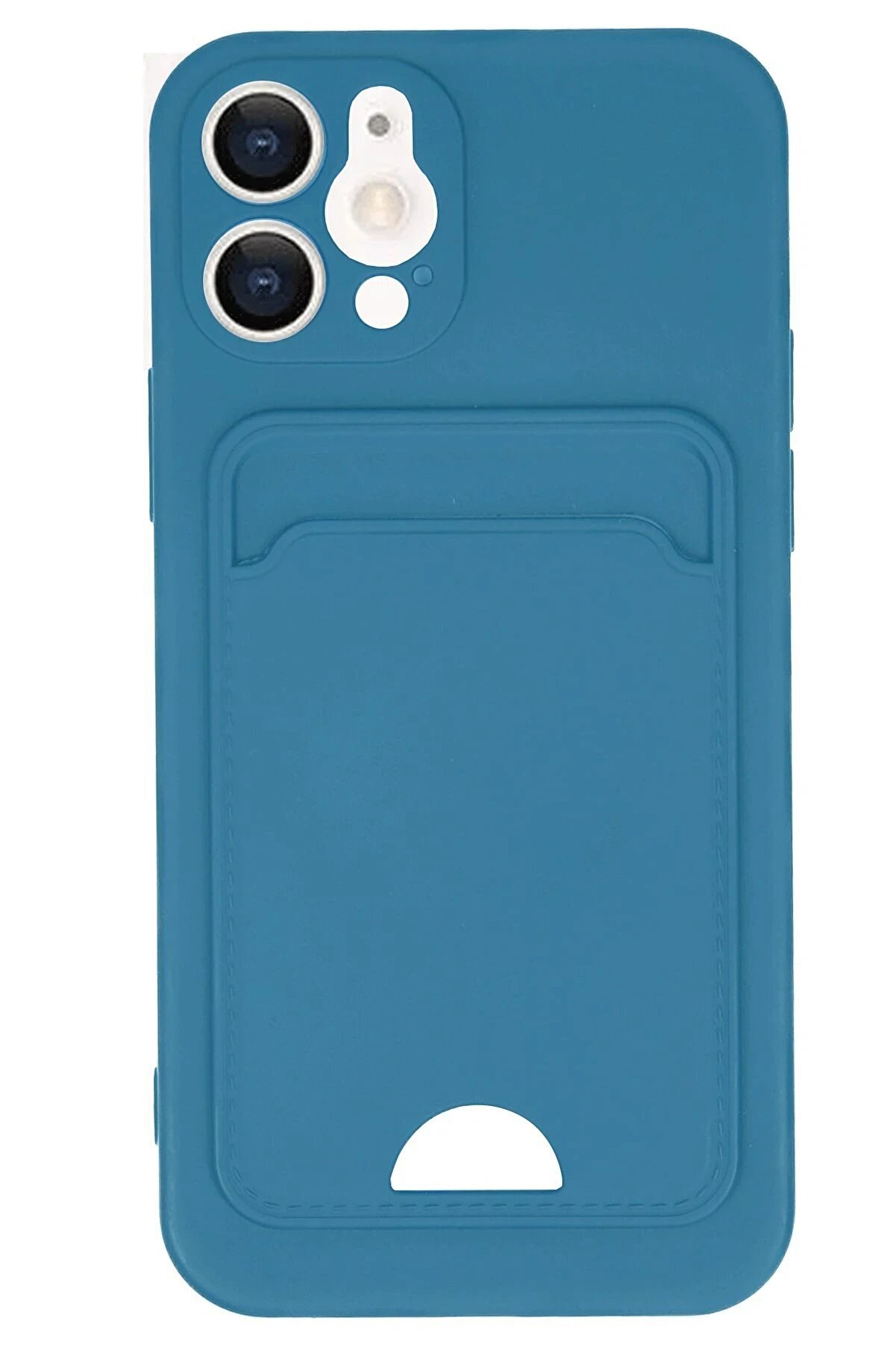 CepteToptan iPhone 12 Kılıf Kelvin Kartvizitli Silikon - Mavi - DROPX9875-2367
