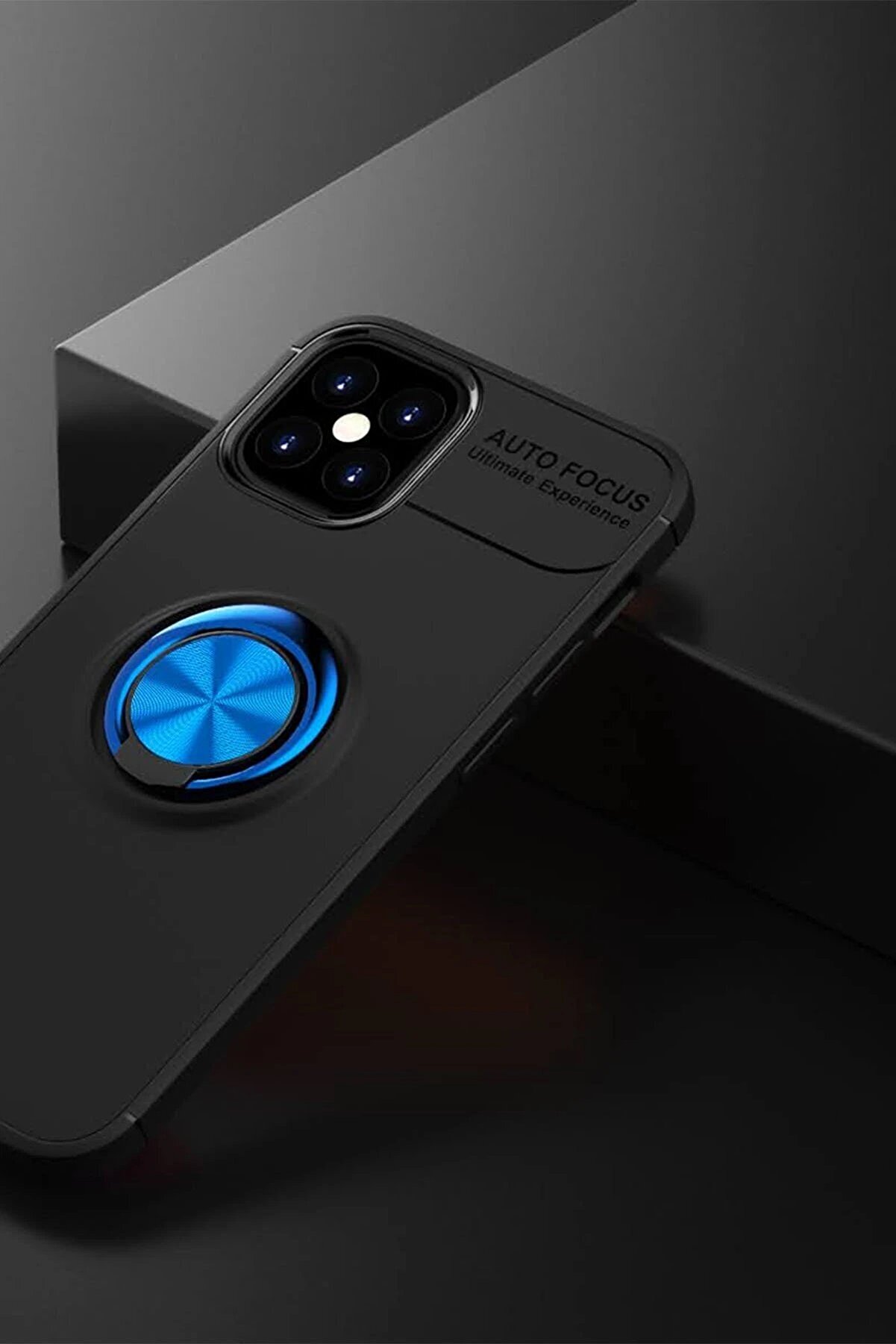 İphone 12 Mi̇ni̇ Kılıf Range Yüzüklü Si̇li̇kon - Si̇yah-Mavi̇ - Dropx6057-7561