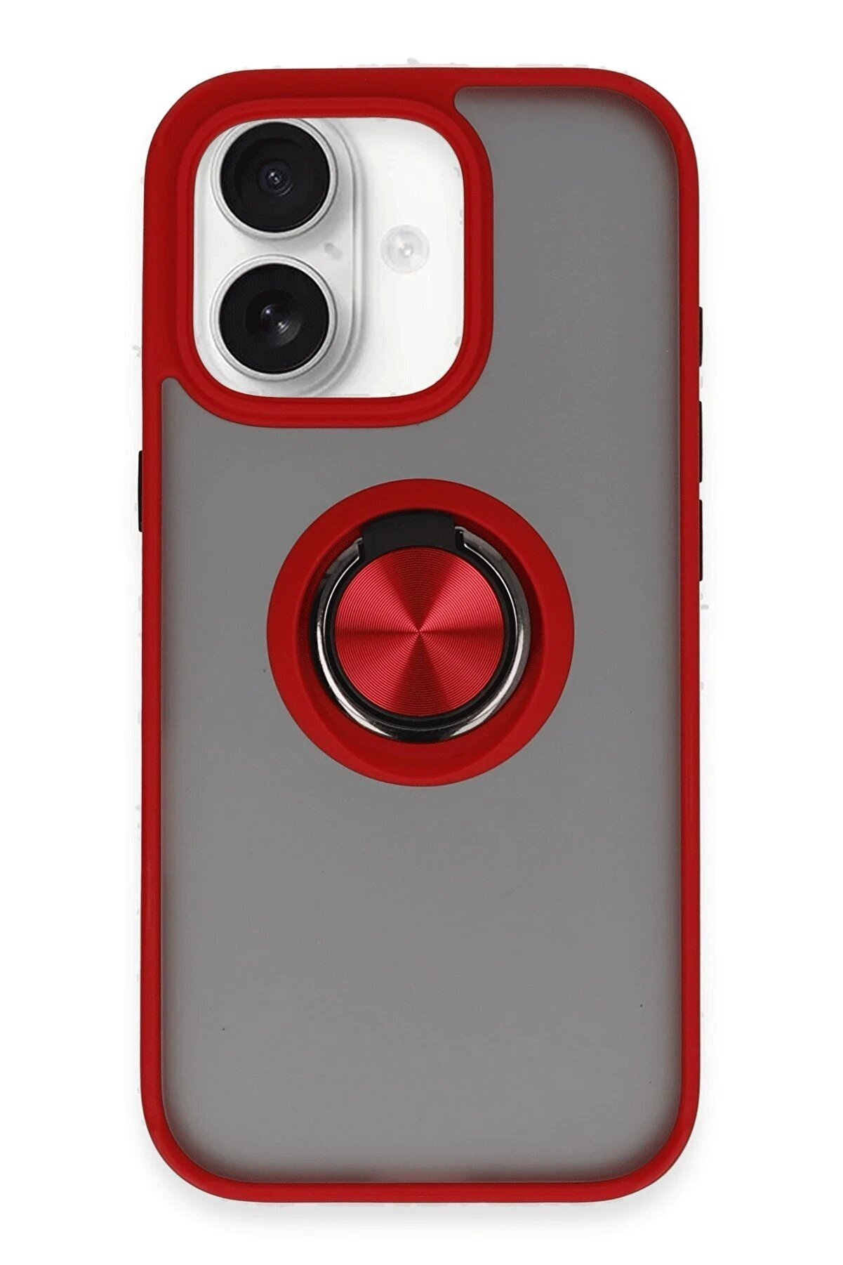 CepteToptan iPhone 16 Kılıf Montreal Yüzüklü Silikon Kapak - Kırmızı - DROPX6843-3358