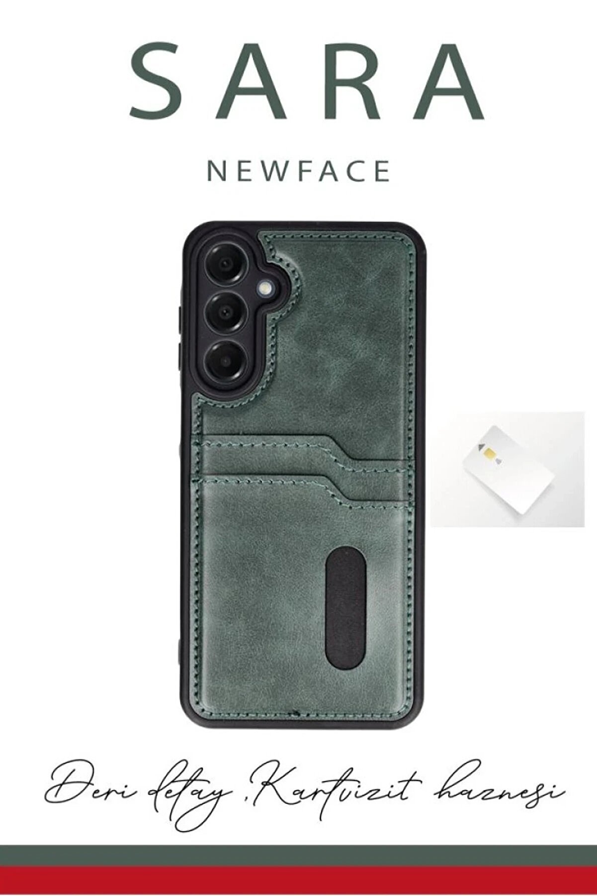 Samsung Galaxy A06 Kılıf Sara Kartvi̇zi̇tli̇ Deri̇ Kılıf - Kırmızı - Dropx2541-2847