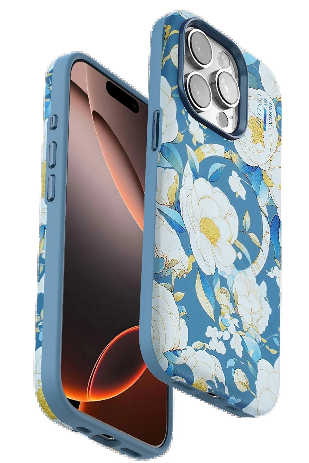 CepteToptan iPhone 14 Pro Flower Series Magsafe Kapak - Mavi - DROPX4275-1307