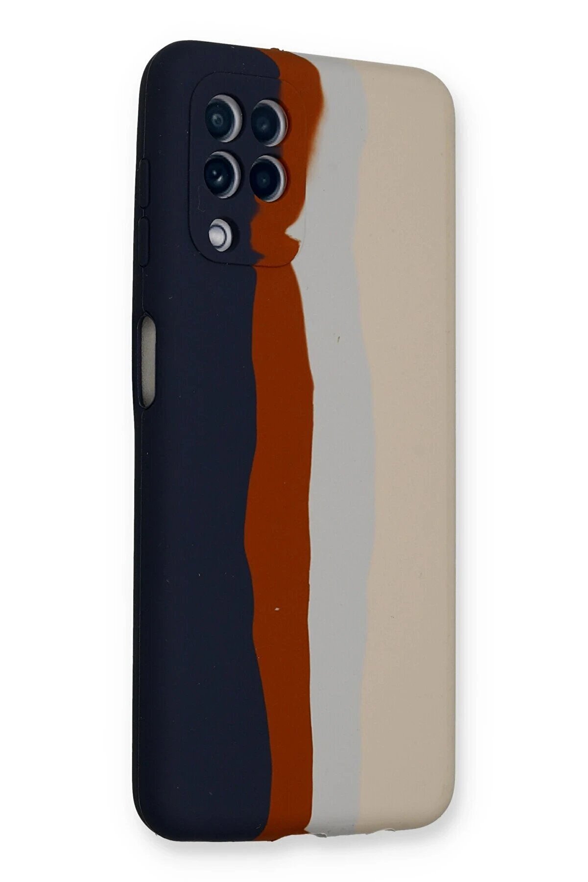 Samsung Galaxy A22 Kılıf Ebruli̇ Lansman Si̇li̇kon - Laci̇vert-Krem - Dropx1422-9829