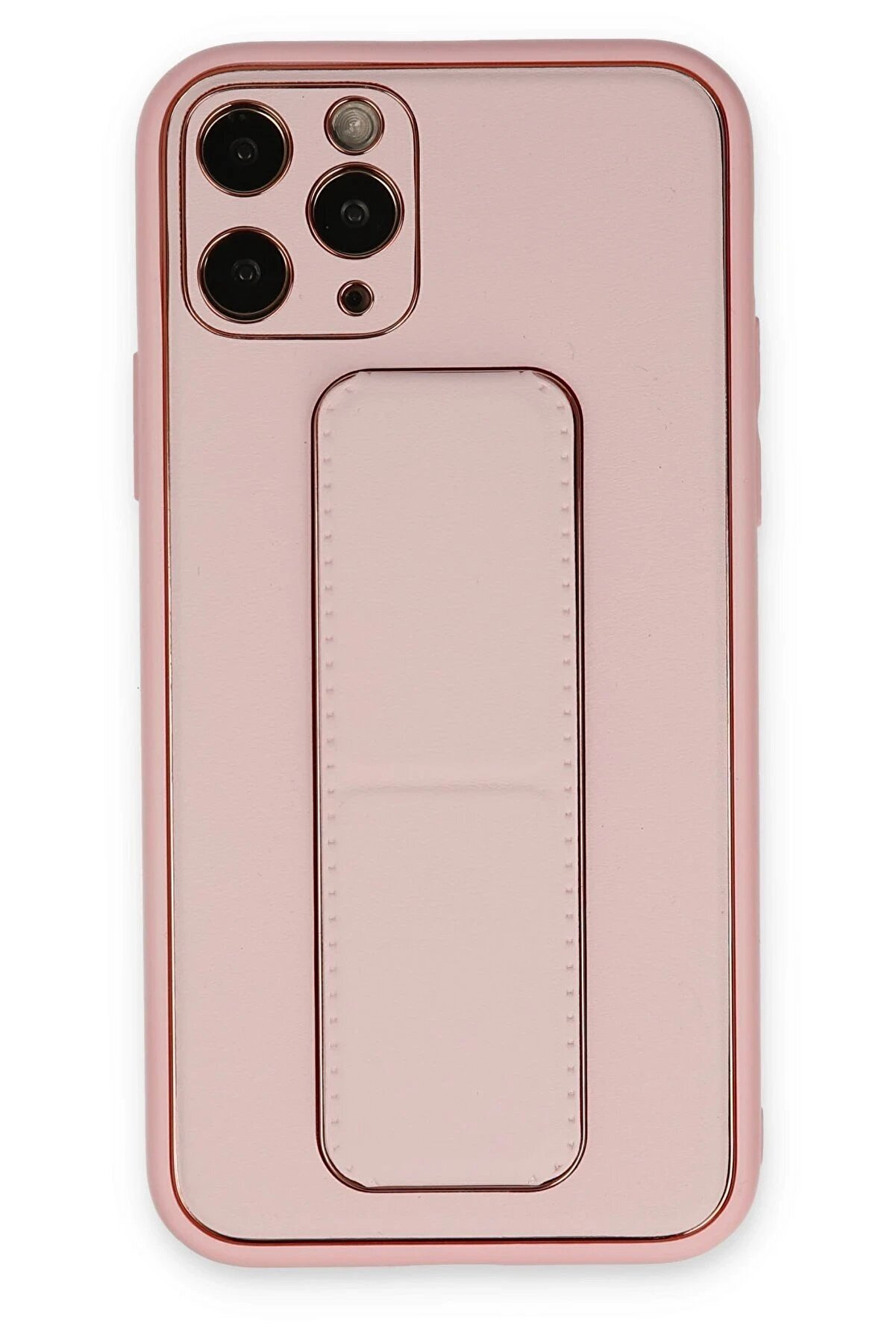 CepteToptan iPhone 11 Pro Max Kılıf Coco Deri Standlı Kapak - Pembe - DROPX5275-1362