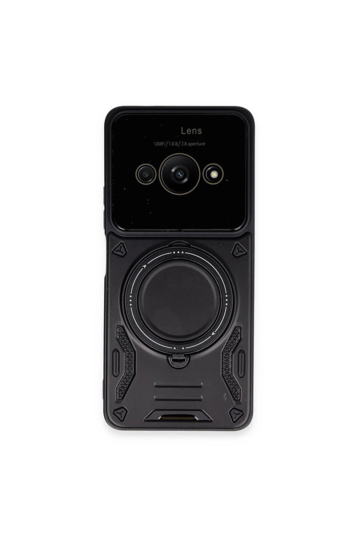 CepteToptan Xiaomi Poco C61 Kılıf Joy Lens Standlı Kapak - Siyah - DROPX8208-9887