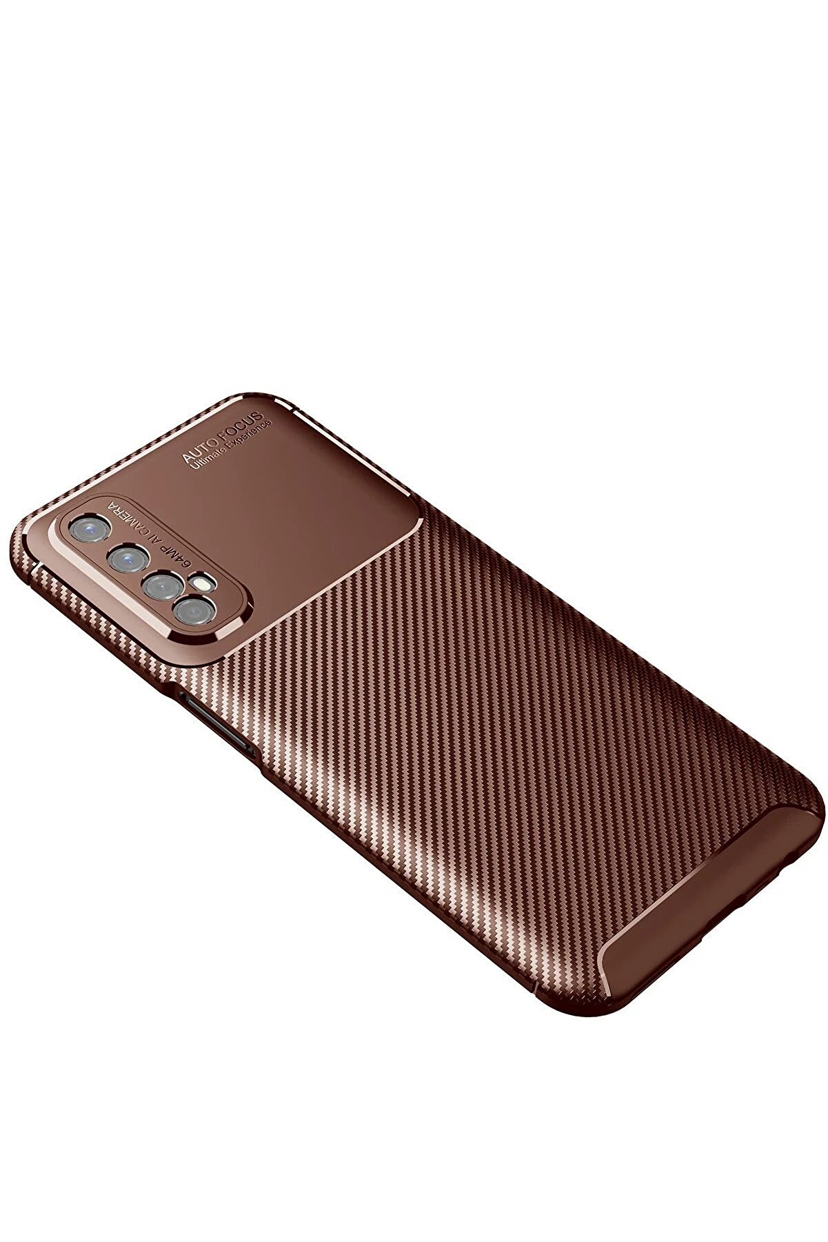 Realme 7 Kılıf Auto Focus Karbon Kapak - Kahverengi̇ - Dropx8390-2874