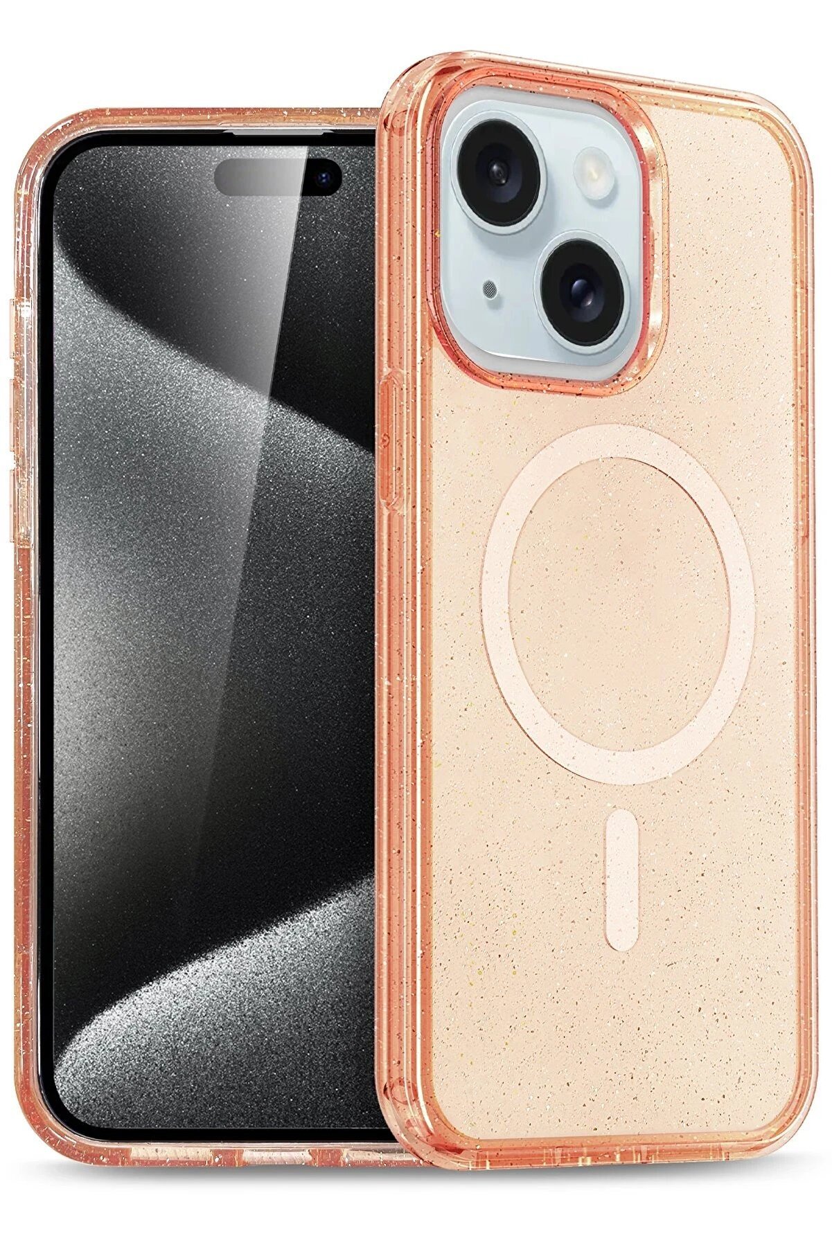 CepteToptan iPhone 15 Plus Kılıf Glow Magsafe Kapak - Turuncu - DROPX3973-1972
