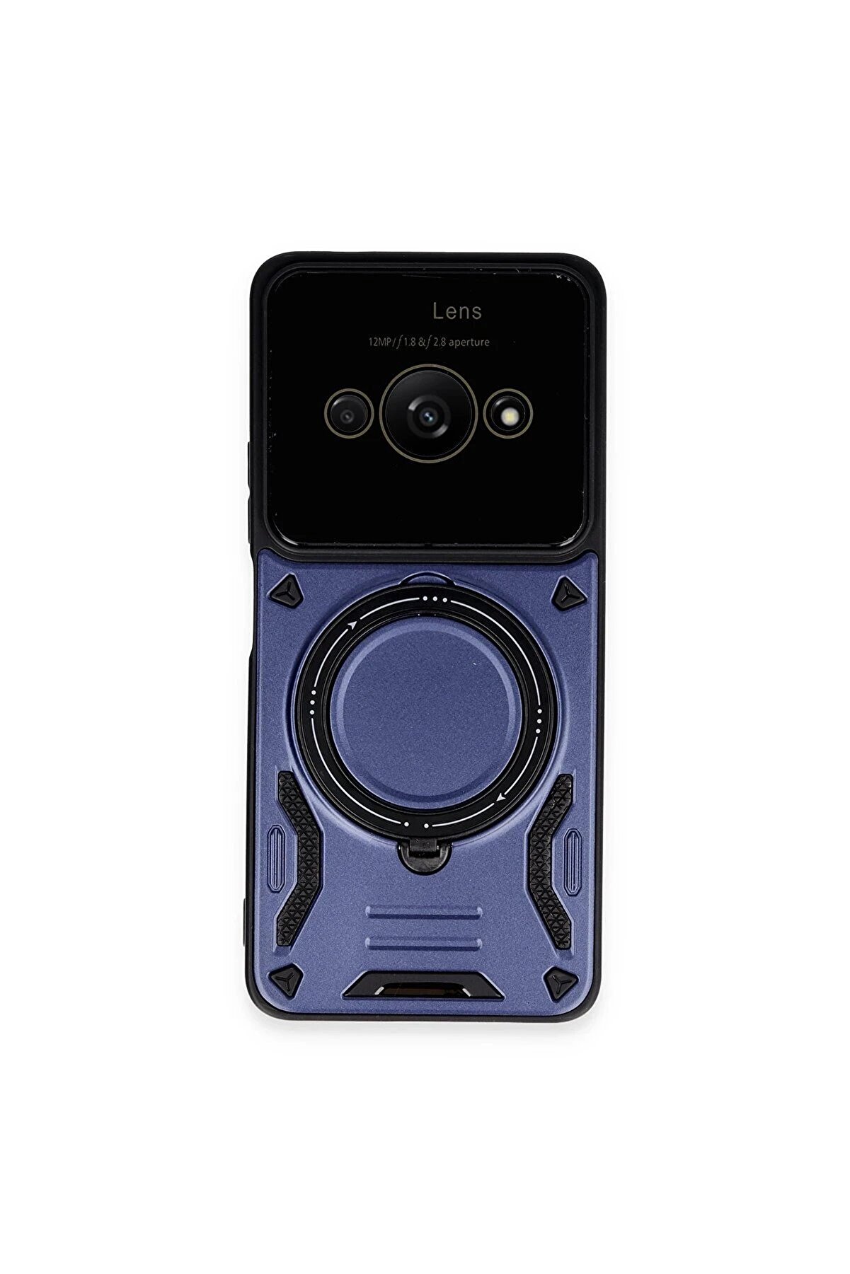 CepteToptan Xiaomi Poco C61 Kılıf Joy Lens Standlı Kapak - Lacivert - DROPX7166-8113