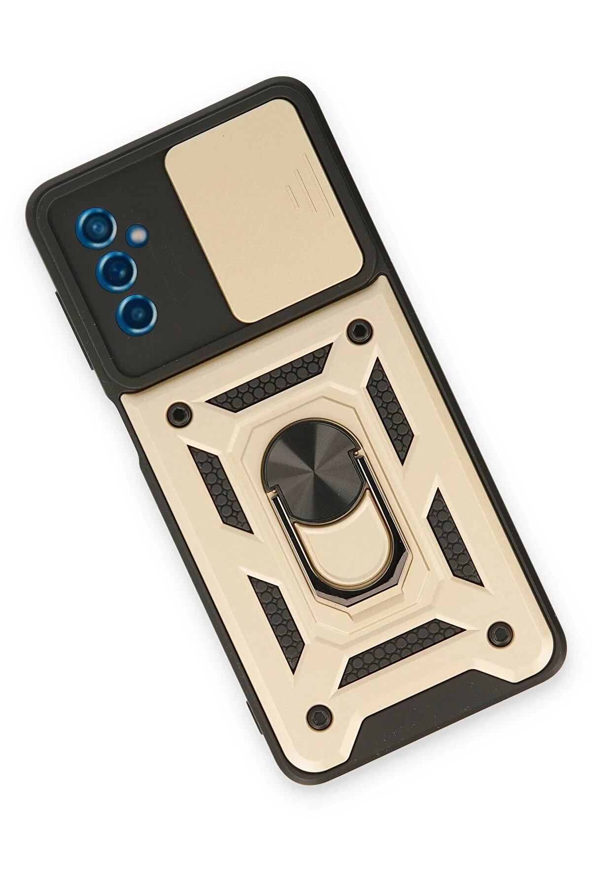 Samsung Galaxy M52 5G Kılıf Pars Lens Yüzüklü Si̇li̇kon - Gold - Dropx5678-3322