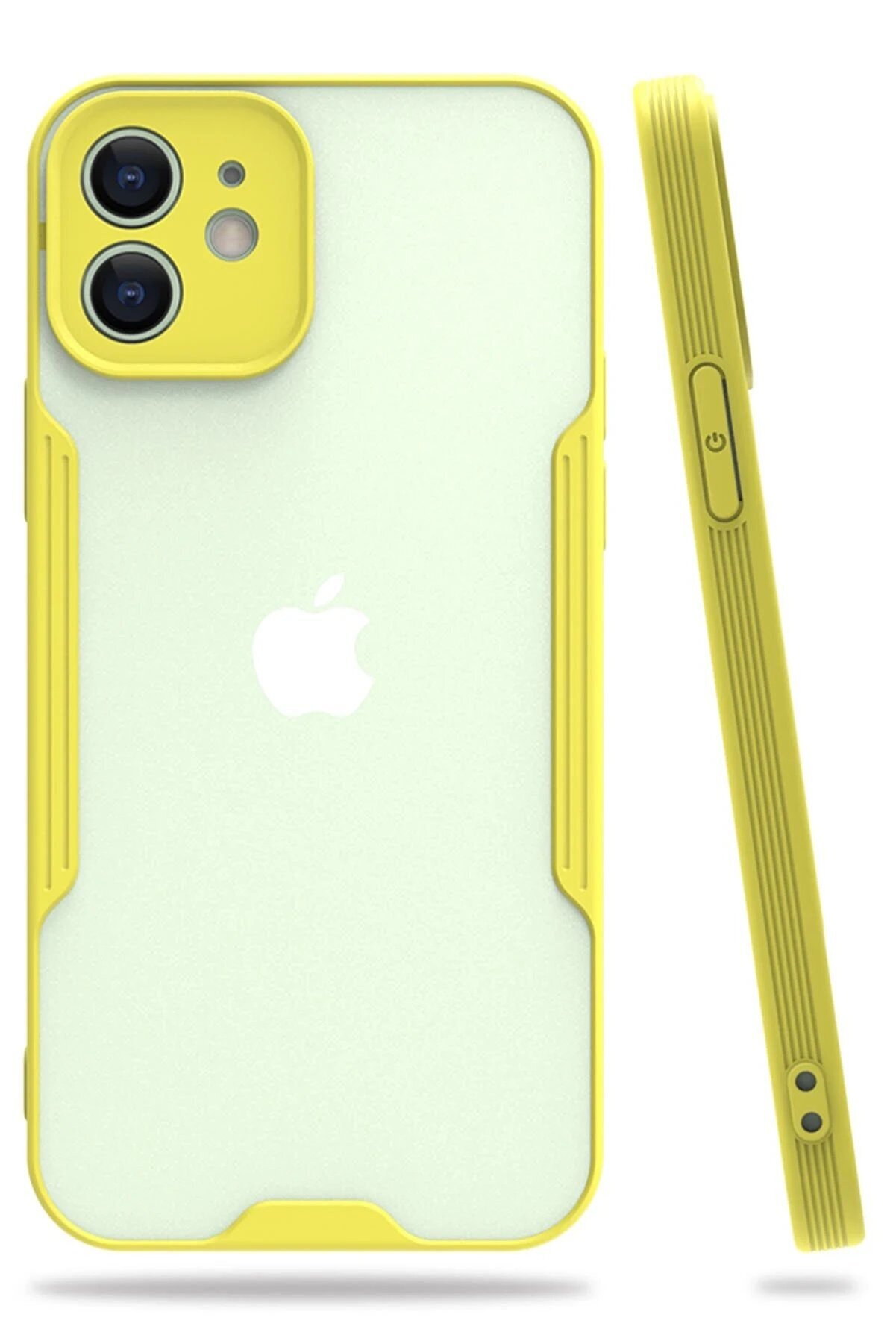 CepteToptan iPhone 12 Kılıf Platin Silikon - Sarı - DROPX9732-9915