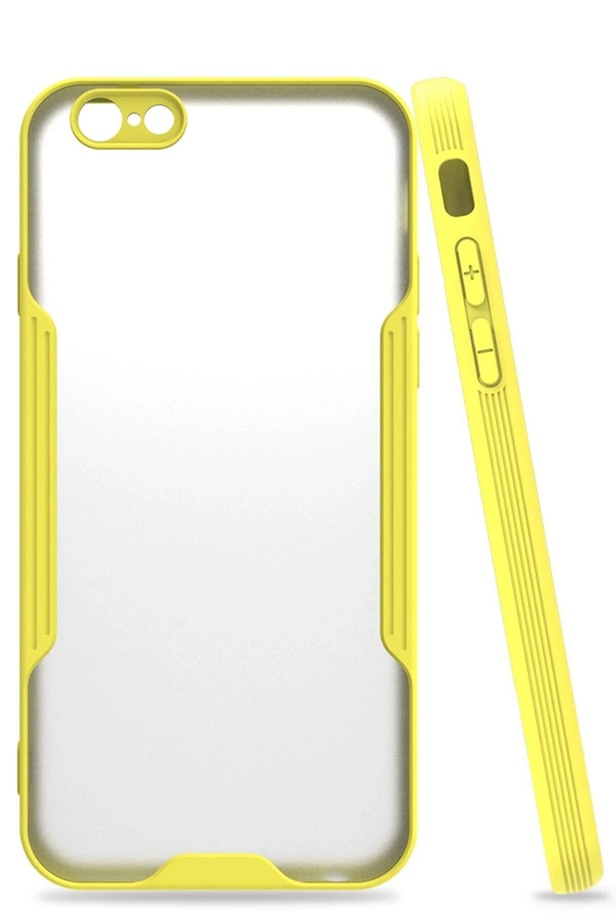 CepteToptan iPhone 6 Kılıf Platin Silikon - Sarı - DROPX2807-1232