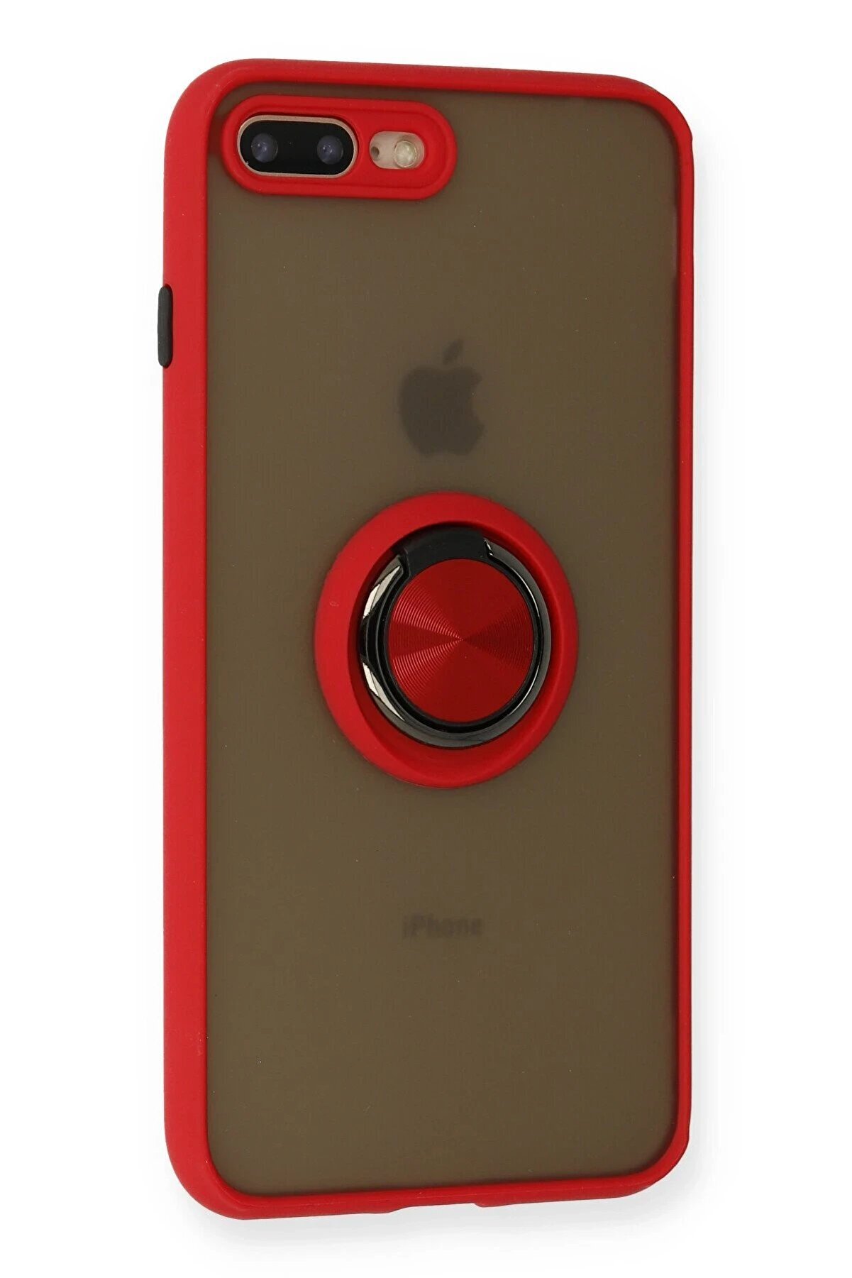 İphone 7 Plus Kılıf Montreal Yüzüklü Si̇li̇kon Kapak - Kırmızı - Dropx8888-2308