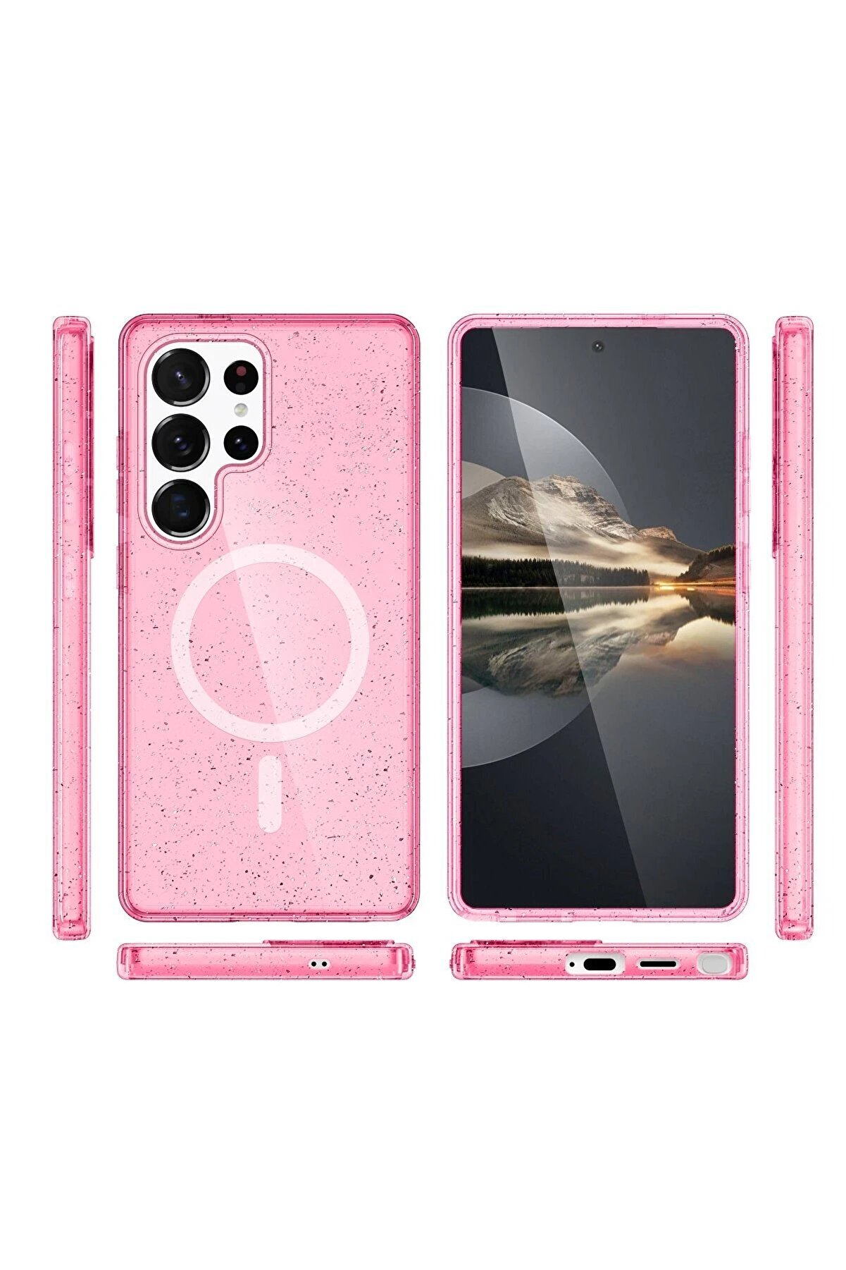 Samsung Galaxy S24 Ultra Kılıf Glow Magsafe Kapak - Pembe - Dropx6994-7040