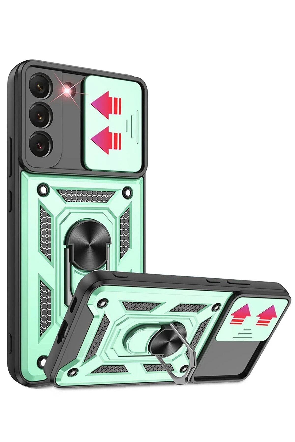 CepteToptan Samsung Galaxy S22 Kılıf Pars Lens Y&uuml;z&uuml;kl&uuml; Silikon - Yeşil - DROPX2073-1205