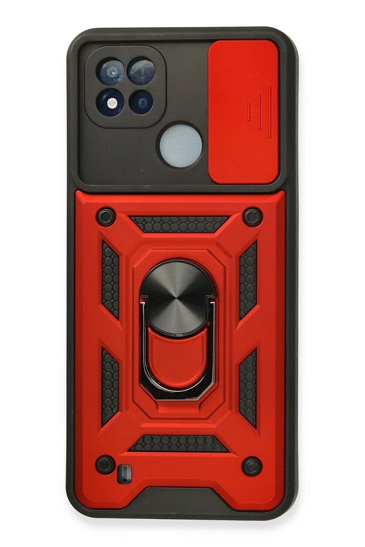 CepteToptan Realme C11 2021 Kılıf Pars Lens Yüzüklü Silikon - Kırmızı - DROPX1039-4713