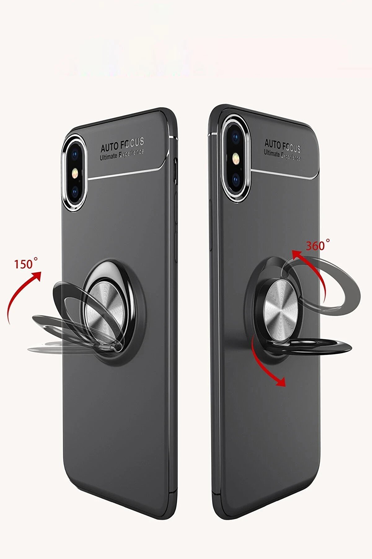 İphone Xs Kılıf Range Yüzüklü Si̇li̇kon - Si̇yah-Kırmızı - Dropx1079-1835