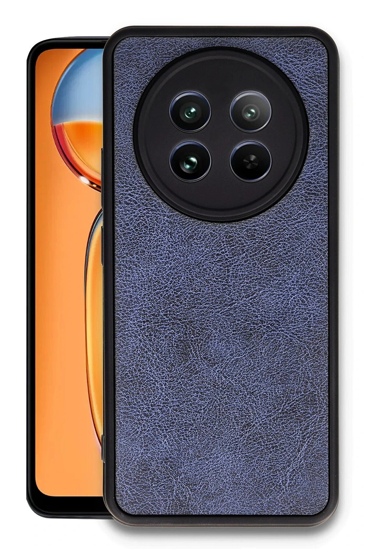 CepteToptan Realme 12 5G Kılıf Aras Deri Kapak - Lacivert - DROPX7521-1002