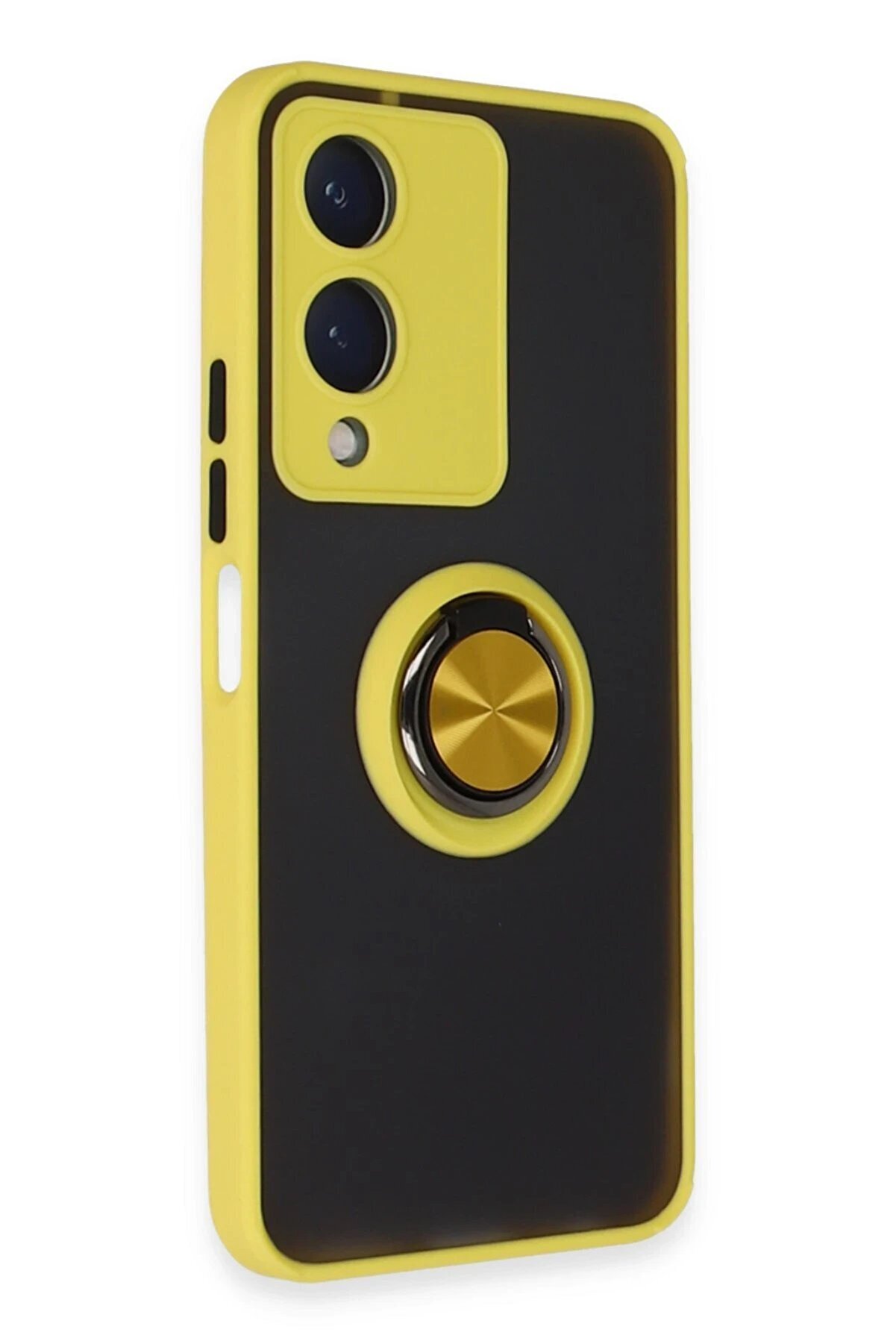 Vi̇vo Y17S Kılıf Montreal Yüzüklü Si̇li̇kon Kapak - Sarı - Dropx7143-8509