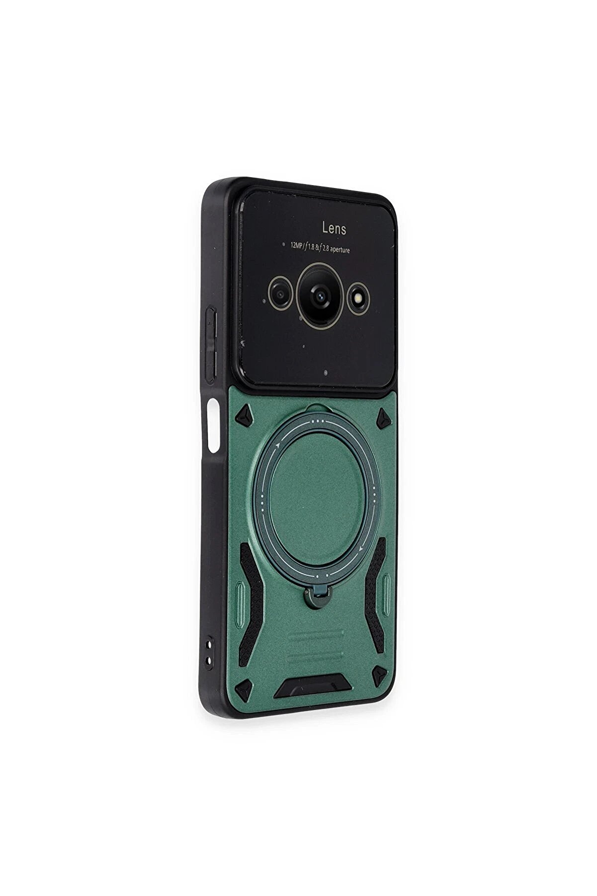 Xi̇aomi̇ Poco C61 Kılıf Joy Lens Standlı Kapak - Koyu Yeşi̇l - Dropx4861-8909