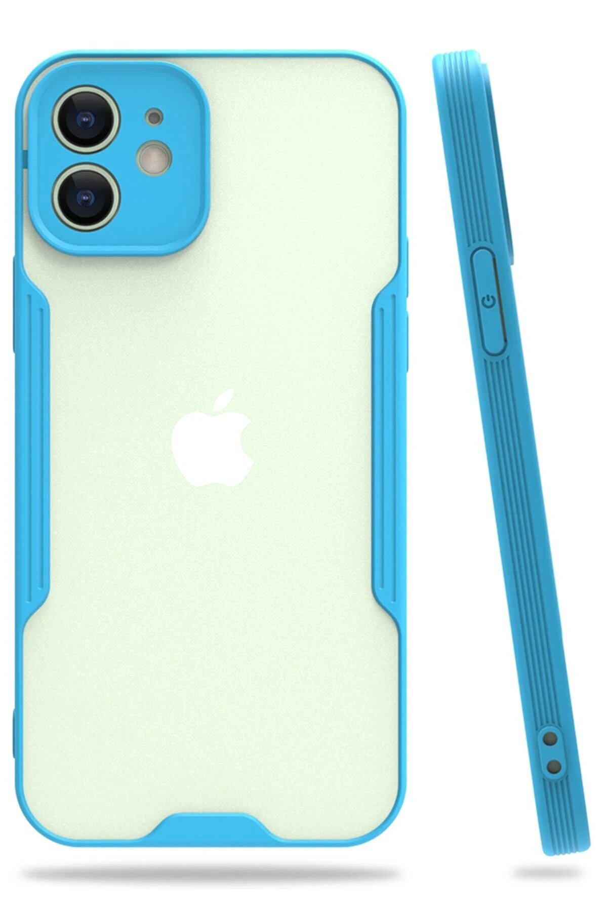 CepteToptan iPhone 12 Kılıf Platin Silikon - Mavi - DROPX7173-8648