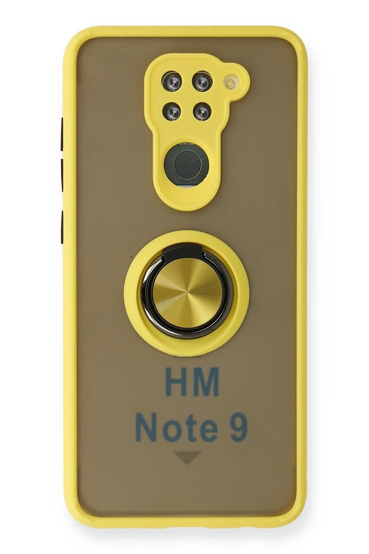 CepteToptan Xiaomi Redmi Note 9 Kılıf Montreal Yüzüklü Silikon Kapak - Sarı - DROPX2052-1006