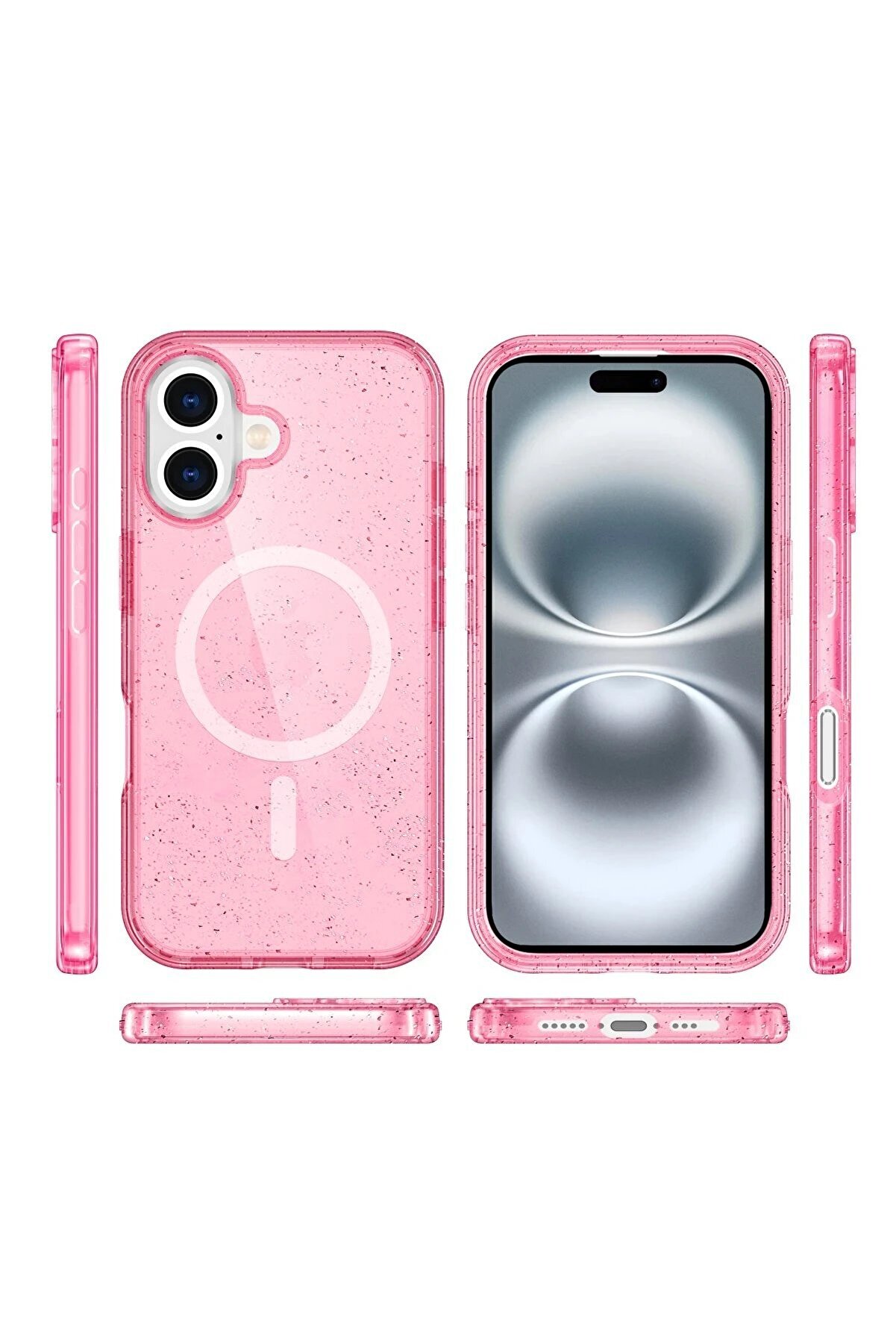 İphone 16 Plus Kılıf Glow Magsafe Kapak - Pembe - Dropx1014-8136