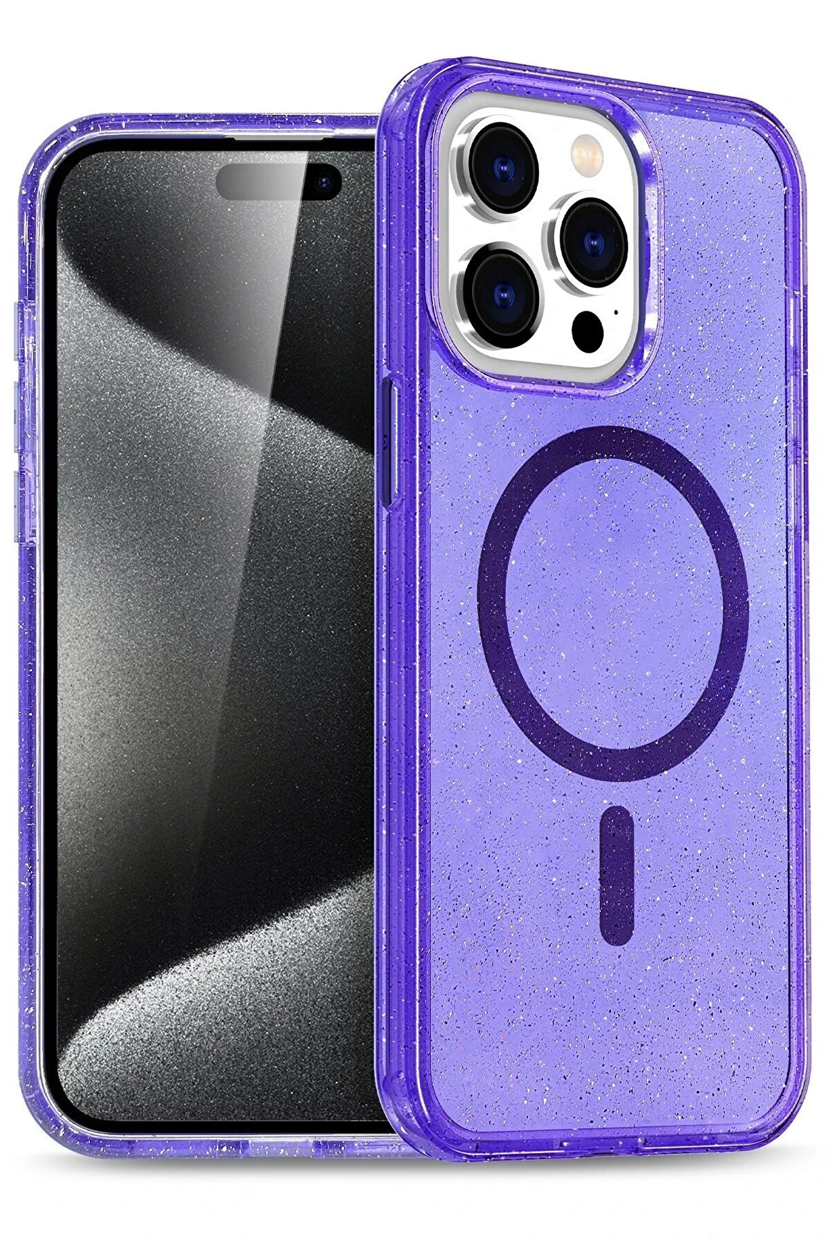 CepteToptan iPhone 15 Pro Kılıf Glow Magsafe Kapak - Mor - DROPX6515-2421