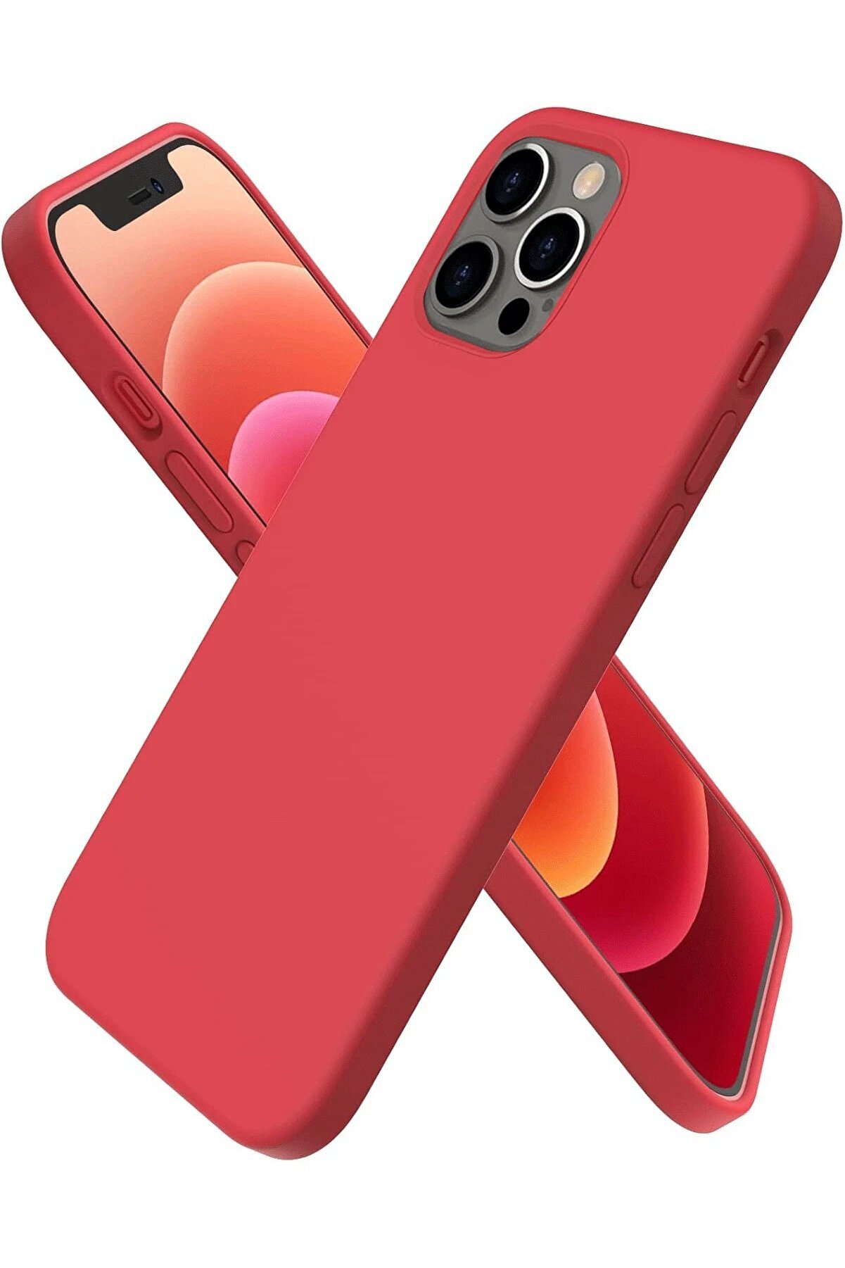 CepteToptan iPhone 12 Pro Kılıf First Silikon - Kırmızı - DROPX1925-8791