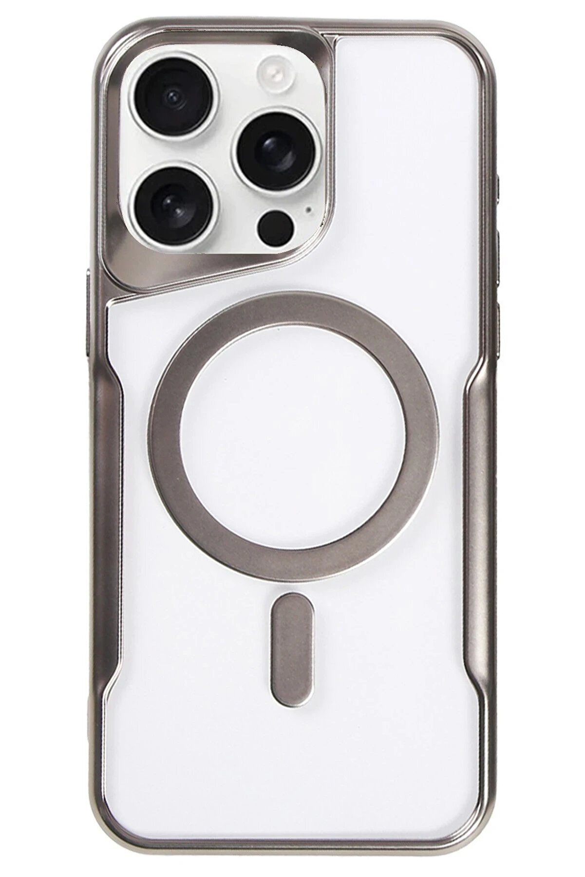 CepteToptan iPhone 16 Pro Max Kılıf Boyi Magsafe Silikon Kapak - Titan Gri - DROPX1108-5036