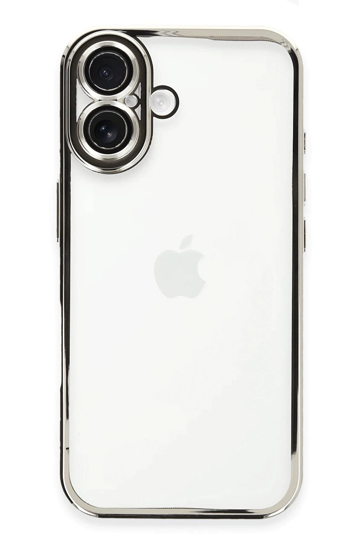 CepteToptan iPhone 16 Kılıf Lensli Silikon - G&uuml;m&uuml;ş - DROPX6006-4826