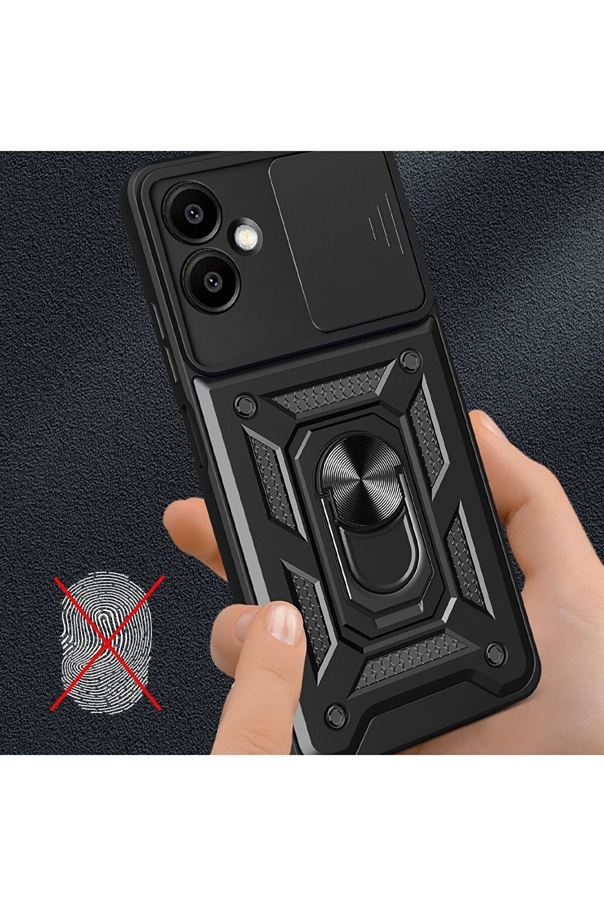 Samsung Galaxy A06 Kılıf Pars Lens Yüzüklü Si̇li̇kon - Si̇yah - Dropx4156-3764