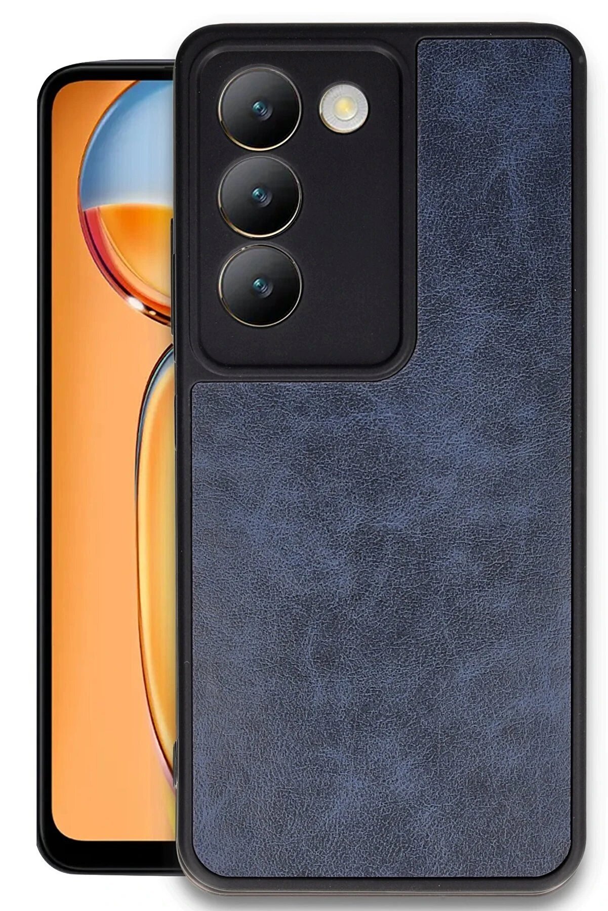 CepteToptan Vivo V30 Lite 4G Kılıf Aras Deri Kapak - Lacivert - DROPX2377-9387