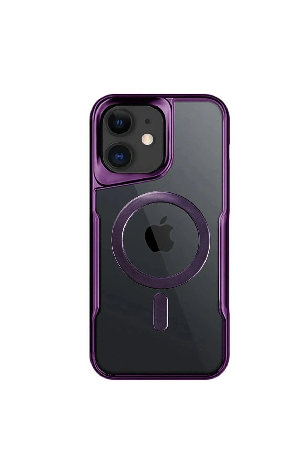 CepteToptan iPhone 12 Kılıf Boyi Magsafe Silikon Kapak - Derin Mor - DROPX3760-2739