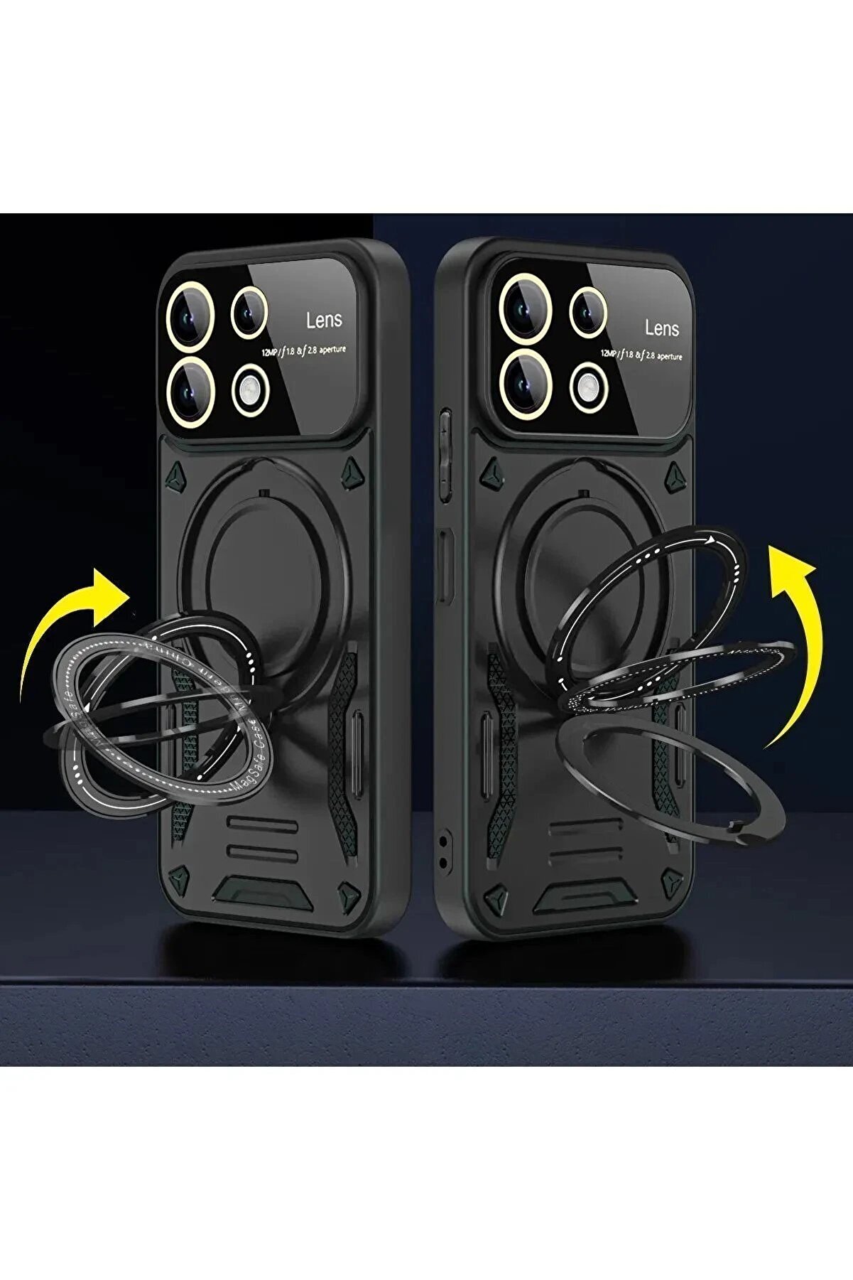 Xi̇aomi̇ Redmi̇ 13 4G Kılıf Joy Lens Standlı Kapak - Koyu Yeşi̇l - Dropx4803-1955