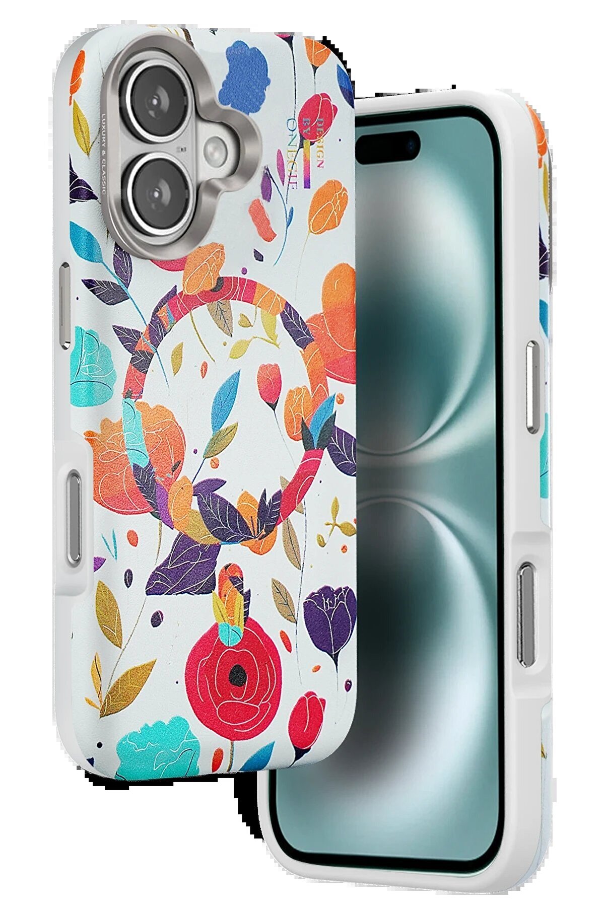 İphone 16 Flower Seri̇es Magsafe Kapak - Beyaz - Dropx6788-1176