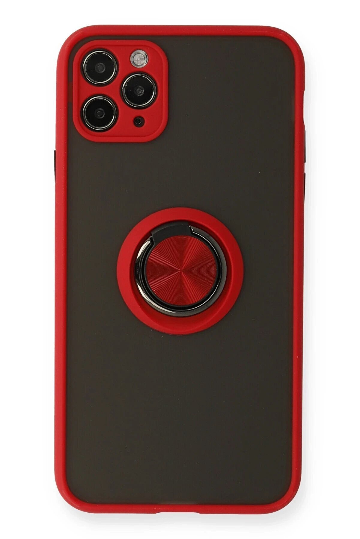 CepteToptan iPhone 11 Pro Kılıf Montreal Yüzüklü Silikon Kapak - Kırmızı - DROPX4461-2167