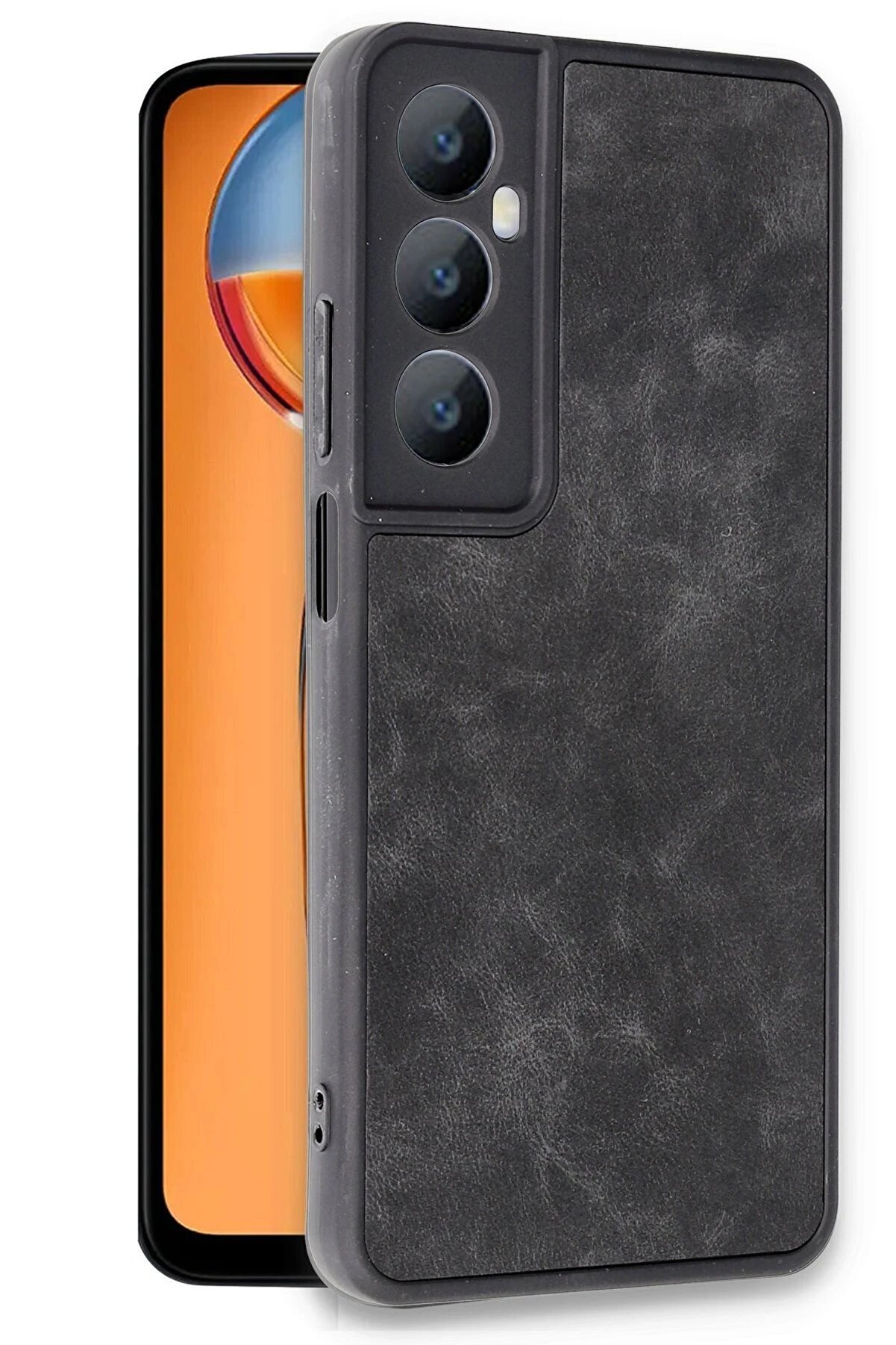 Realme C65 Kılıf Aras Deri̇ Kapak - Si̇yah - Dropx2371-4716