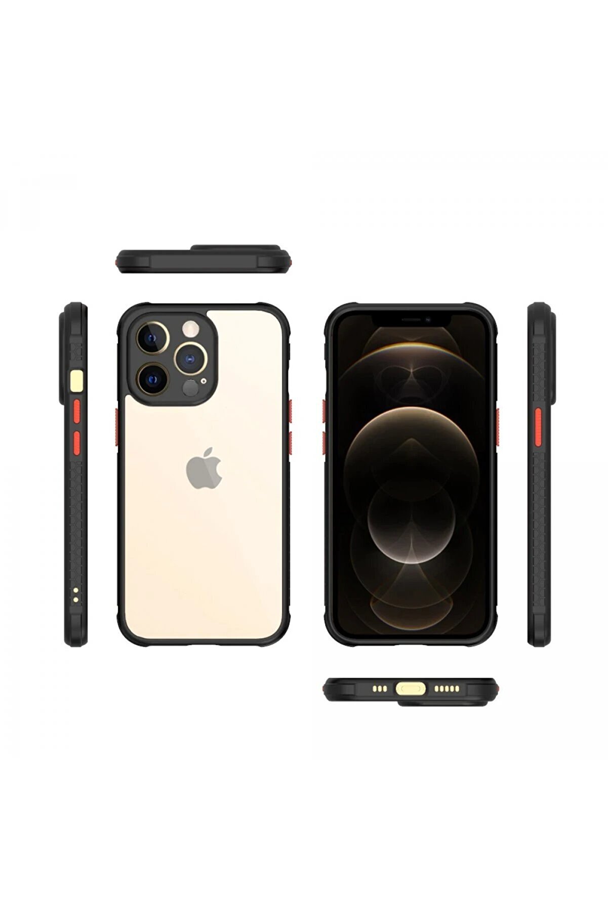 İphone 13 Pro Kılıf Mi̇ami̇ Şeffaf Si̇li̇kon - Si̇yah - Dropx1352-1237