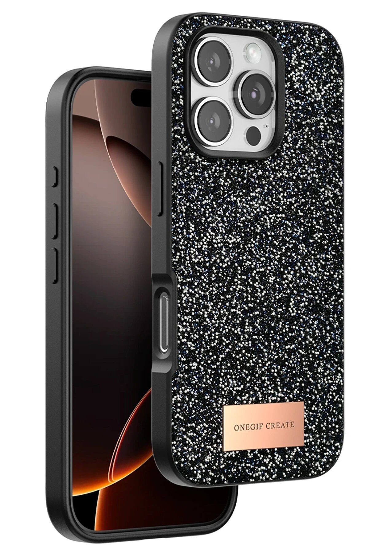 CepteToptan iPhone 16 Pro Max Bright Simli Kapak - Siyah - DROPX1903-7582